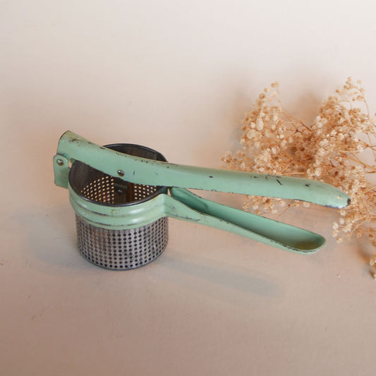 Vintage Mint Green Potato Ricer, Vintage Mint Green Kitchen Tools, Vintage Green Kitchen Decor, Vintage Farmhouse Kitchen Decor, Mint Green Kitchen Decor