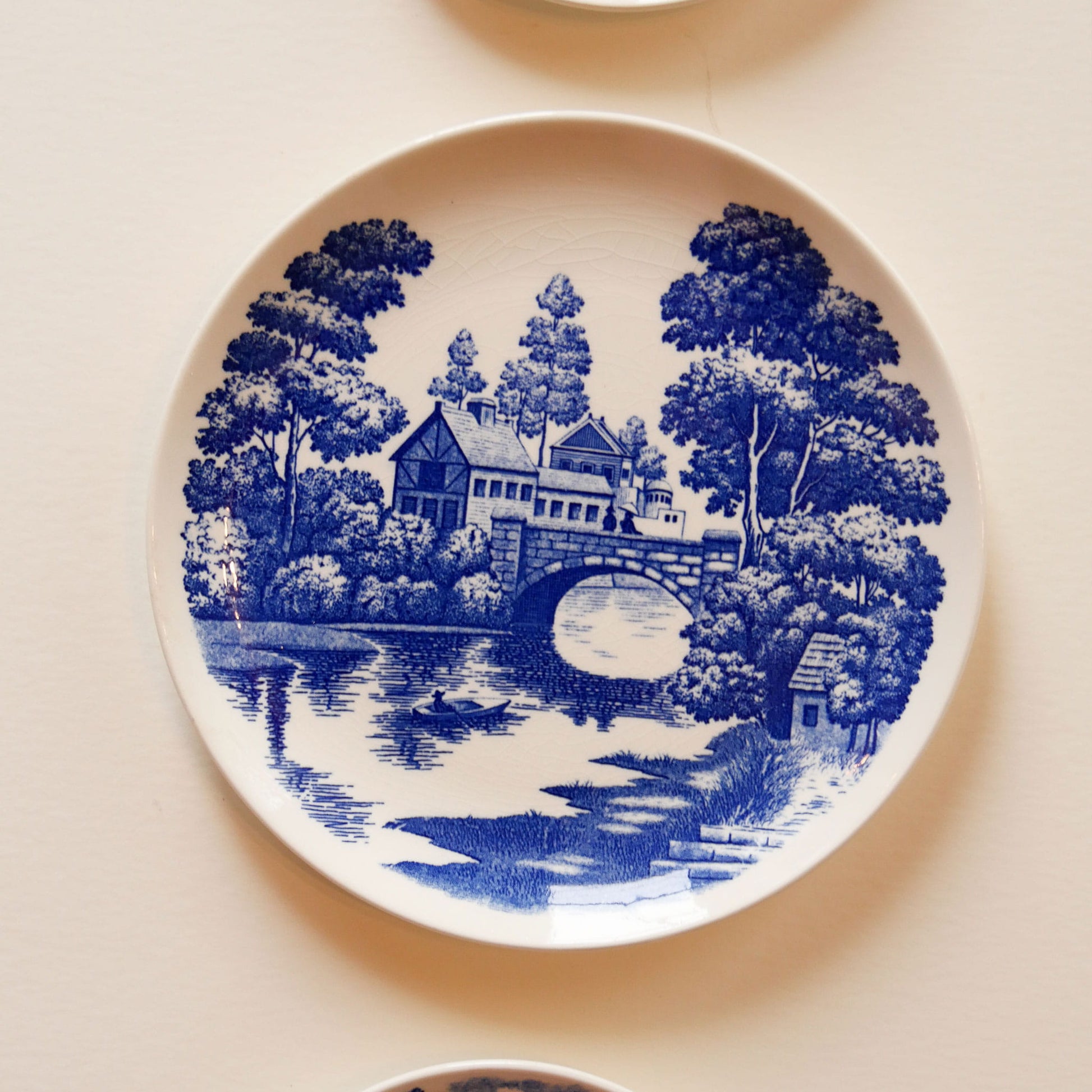 Vintage Blue and White Plate Wall Set, Blue and White Japanese Plates, Vintage Blue and White Plate Wall, Vintage Plate Wall, Vintage Decorative Plate Wall, Blue and White Decorative Plate Wall