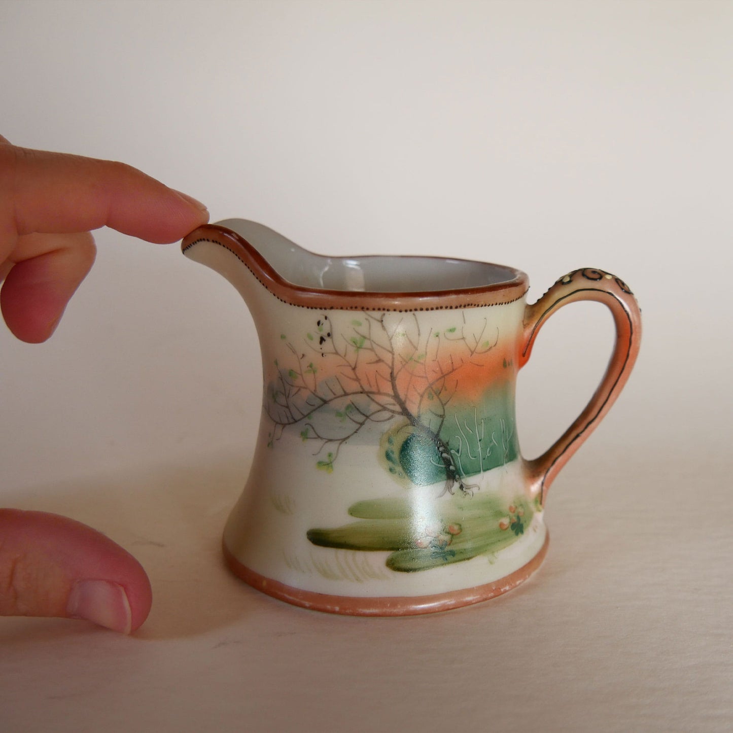 Vintage Nippon Porcelain Hand Painted Creamer, Vintage Oriental Creamer, Vintage Hand Painted Creamer, Vintage Japan Hand Painted Creamer, Vintage Porcelain Cream, Japan Hand Painted Creamer, Vintage Japan Porcelain