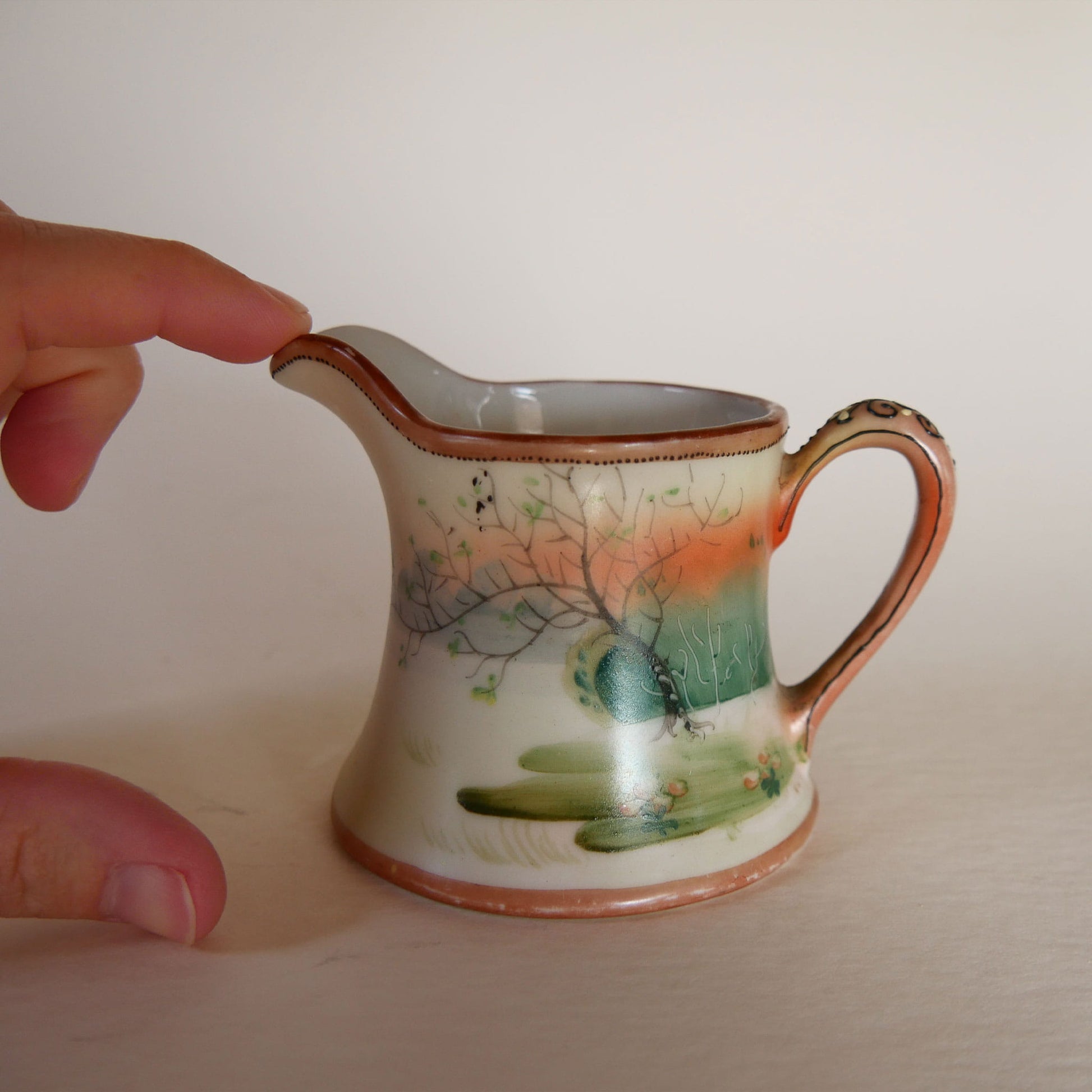 Vintage Nippon Porcelain Hand Painted Creamer, Vintage Oriental Creamer, Vintage Hand Painted Creamer, Vintage Japan Hand Painted Creamer, Vintage Porcelain Cream, Japan Hand Painted Creamer, Vintage Japan Porcelain