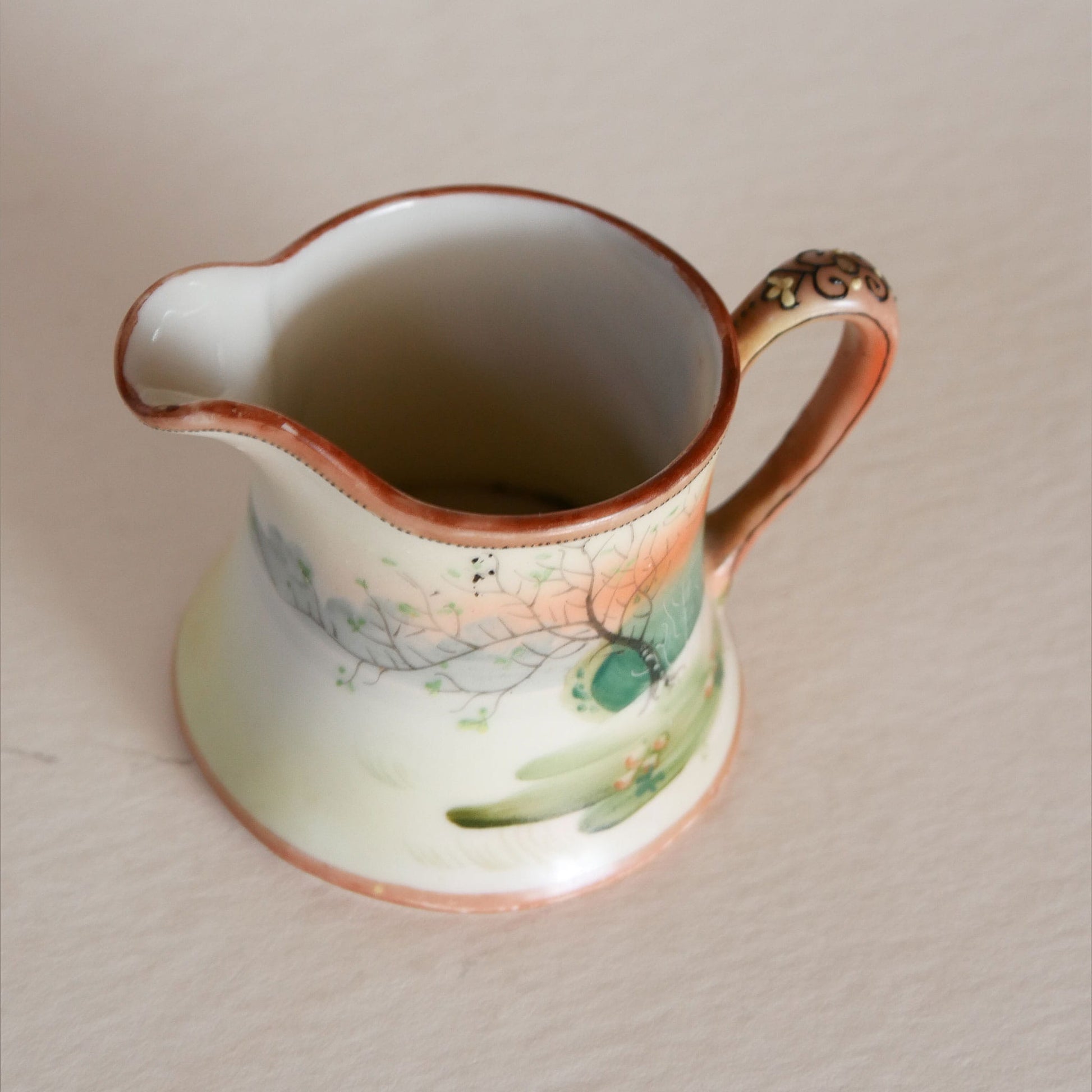 Vintage Nippon Porcelain Hand Painted Creamer, Vintage Oriental Creamer, Vintage Hand Painted Creamer, Vintage Japan Hand Painted Creamer, Vintage Porcelain Cream, Japan Hand Painted Creamer, Vintage Japan Porcelain