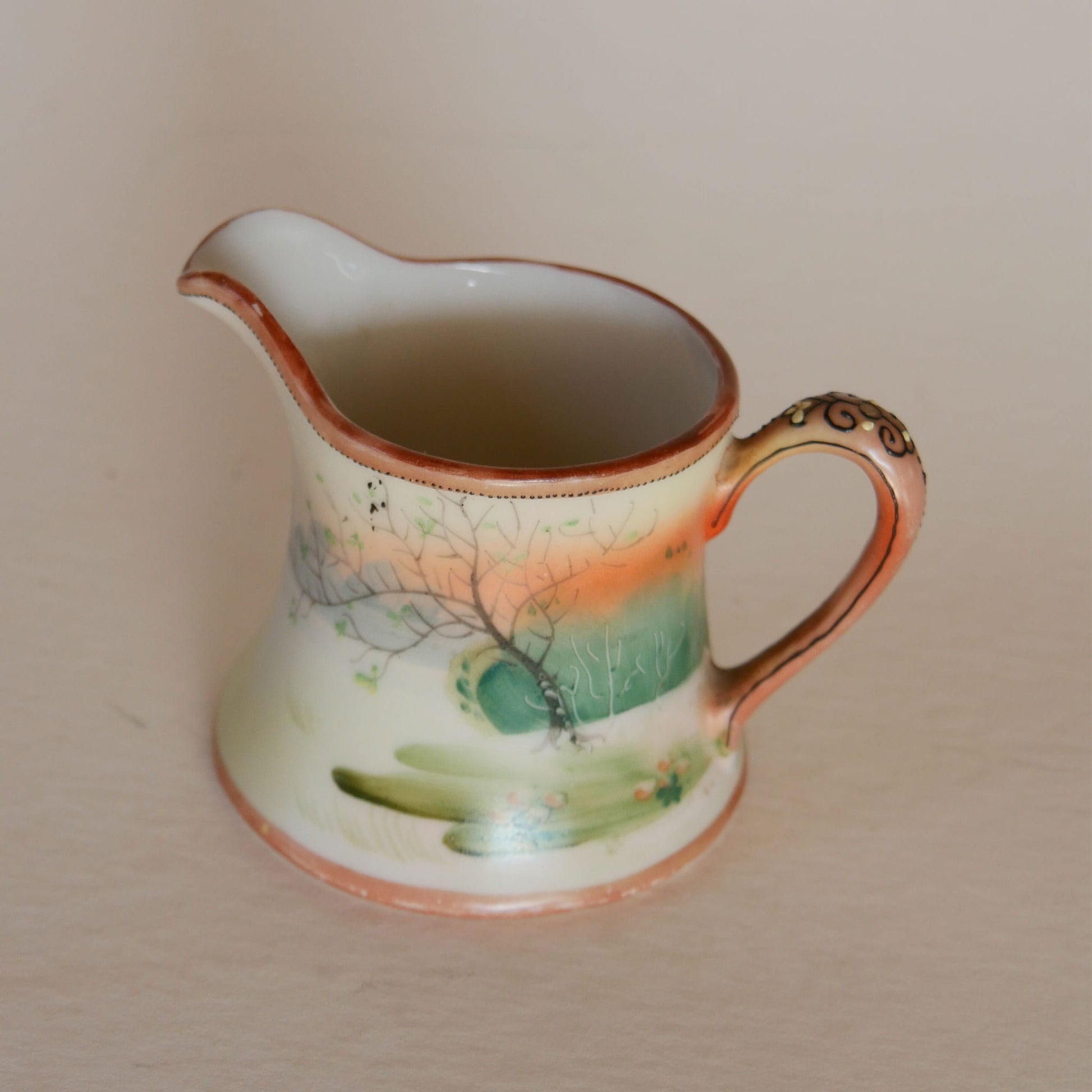 Vintage Nippon Porcelain Hand Painted Creamer, Vintage Oriental Creamer, Vintage Hand Painted Creamer, Vintage Japan Hand Painted Creamer, Vintage Porcelain Cream, Japan Hand Painted Creamer, Vintage Japan Porcelain
