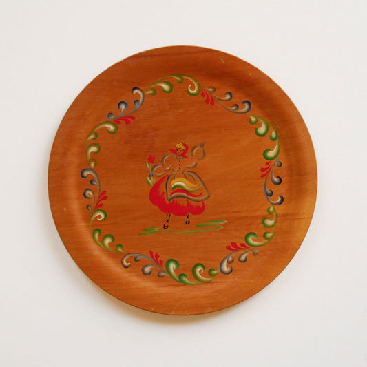 Vintage Norwegian Rosemaling Decorative Wooden Plate, Vintage Rosemaling Decor, Vintage Rosemaling Wall Decor, Rosemaling Plate, Vintage Folk Plate Decor, Vintage Folk Wall Decor, Folk Rosemaling Wall Art