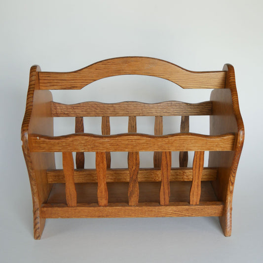Vintage Oak Magazine Rack Holder, Vintage Wooden Magazine Holder, Vintage Magazine Rack, Vintage Magazine Cubby