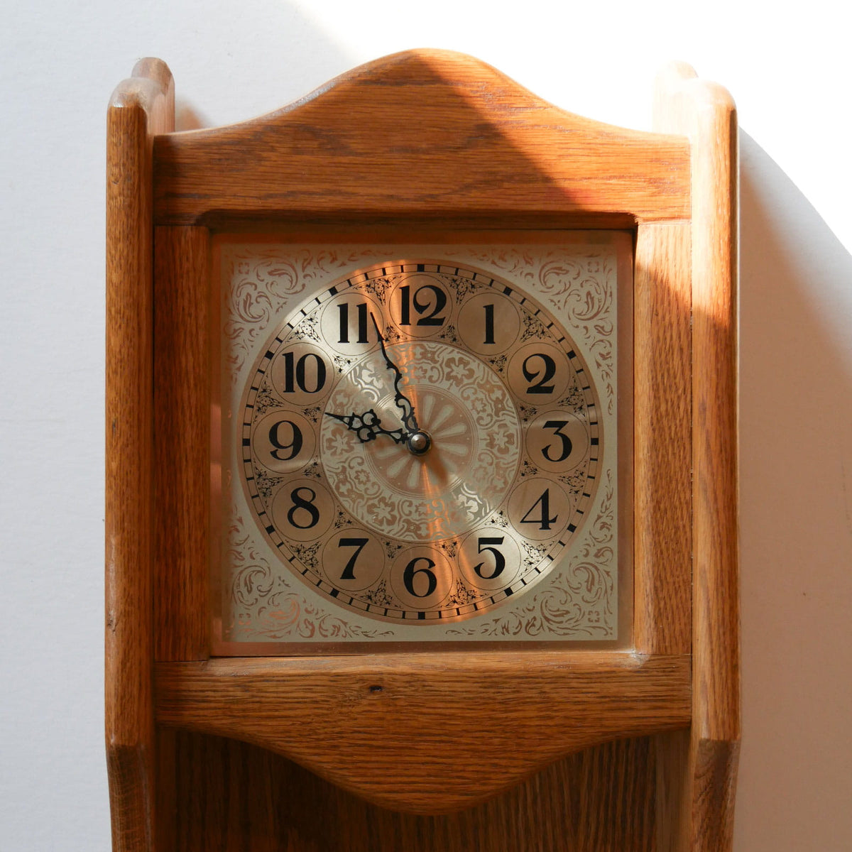 Vintage Oak Wall Mounted Clock with Shelves, Farmhouse Clock, Cottagecore Clock, Vintage Wall Clock, Oak Wall Clock, Vintage Wall Clock with Shelves