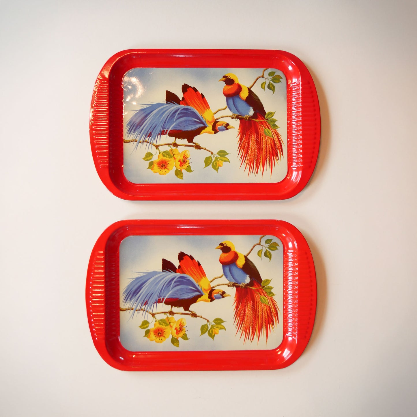 Vintage Bird of Paradise Tropical Serving Tray, Vintage Tropical Trays, Vintage Bird Tray, Vintage Tin Tray, Vintage Retro Bird Tray, Vintage Bird of Paradise Serving Tin Tray
