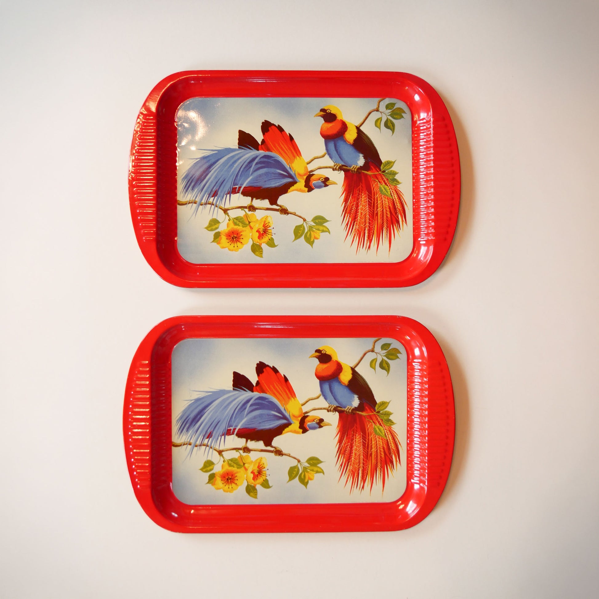 Vintage Bird of Paradise Tropical Serving Tray, Vintage Tropical Trays, Vintage Bird Tray, Vintage Tin Tray, Vintage Retro Bird Tray, Vintage Bird of Paradise Serving Tin Tray
