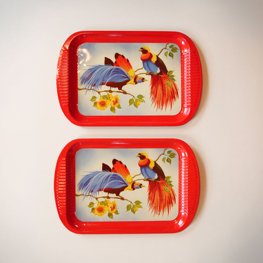 Vintage Bird of Paradise Tropical Serving Tray, Vintage Tropical Trays, Vintage Bird Tray, Vintage Tin Tray, Vintage Retro Bird Tray, Vintage Bird of Paradise Serving Tin Tray