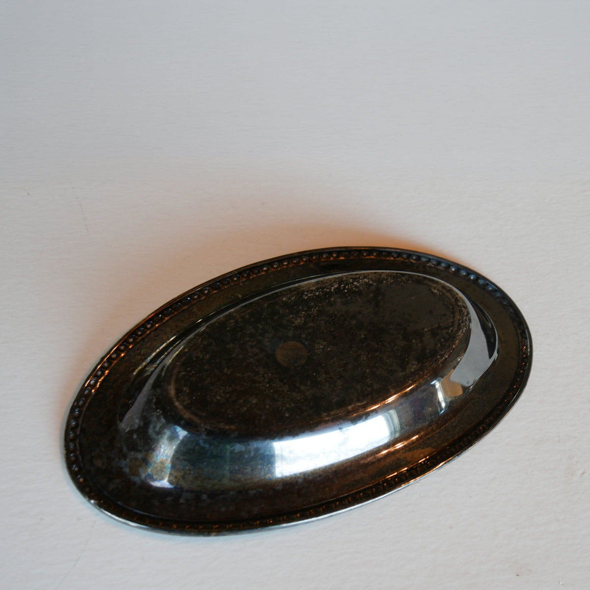 Vintage Oval Silver-Plated Bread Tray, Oval Bread Tray, Vintage Patina Oval Tray, Vintage Silver Bread Tray, Beaded Border Bread Tray, Vintage Platter, Primitive Platter, Vintage Farmhouse Platter, Vintage COttage Platter