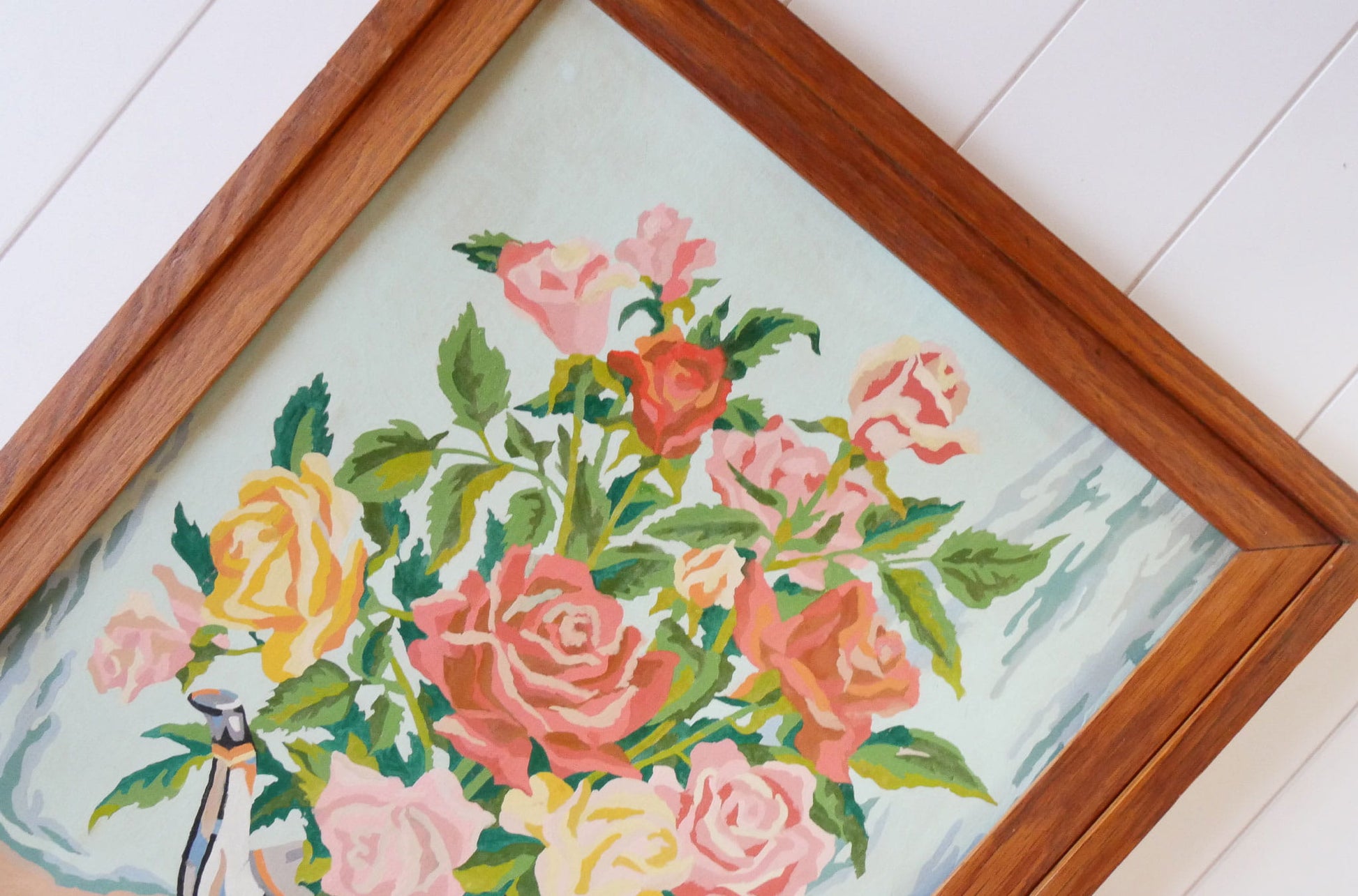 Vintage Rose in Teapot Paint by Numbers Artwork, Cottagecore Artwork, Cottagecore Floral Artwork, Vintage Floral Artwork, Vintage Pastel Floral ARtwork, Vintage Cottage Artwork, Vintage Wall Decor