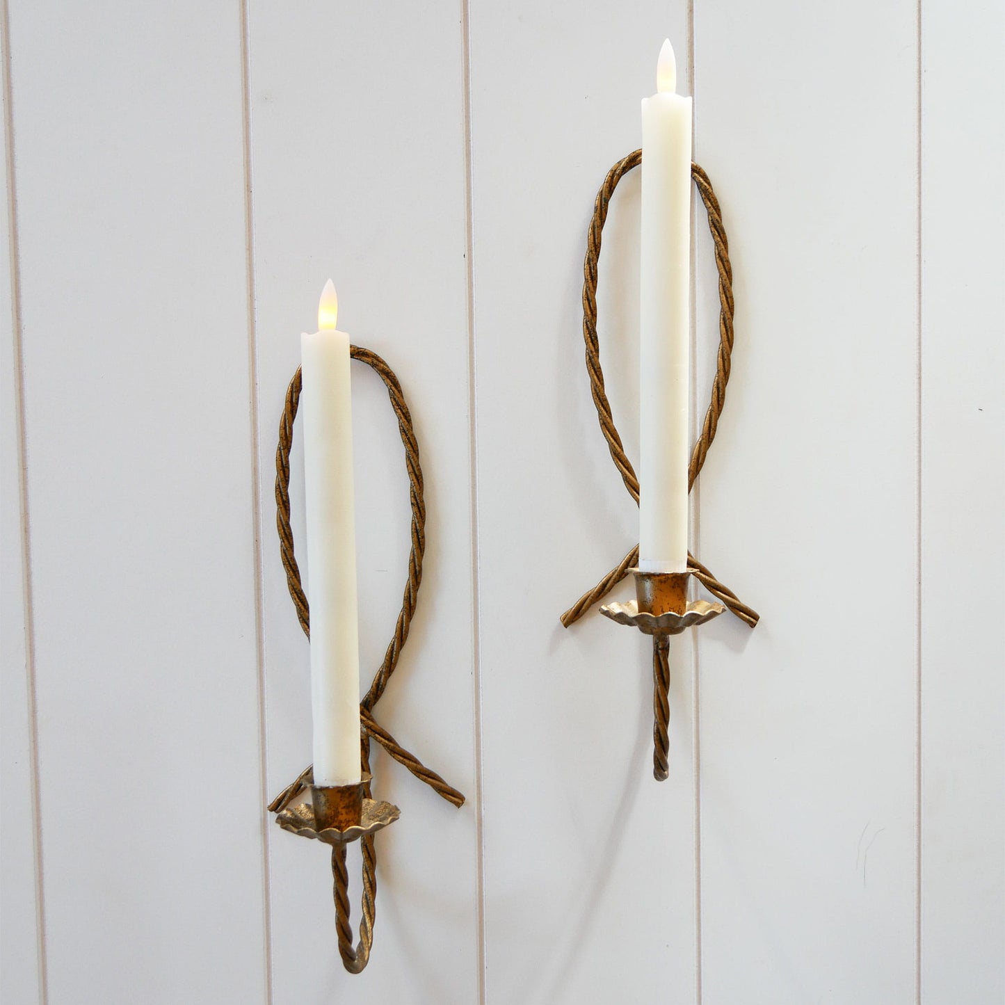 Vintage Rope Twisted Candlestick Sconces, Vintage Candle Sconces, Vintage Gold Candle Sconces, Vintage Wall Decor
