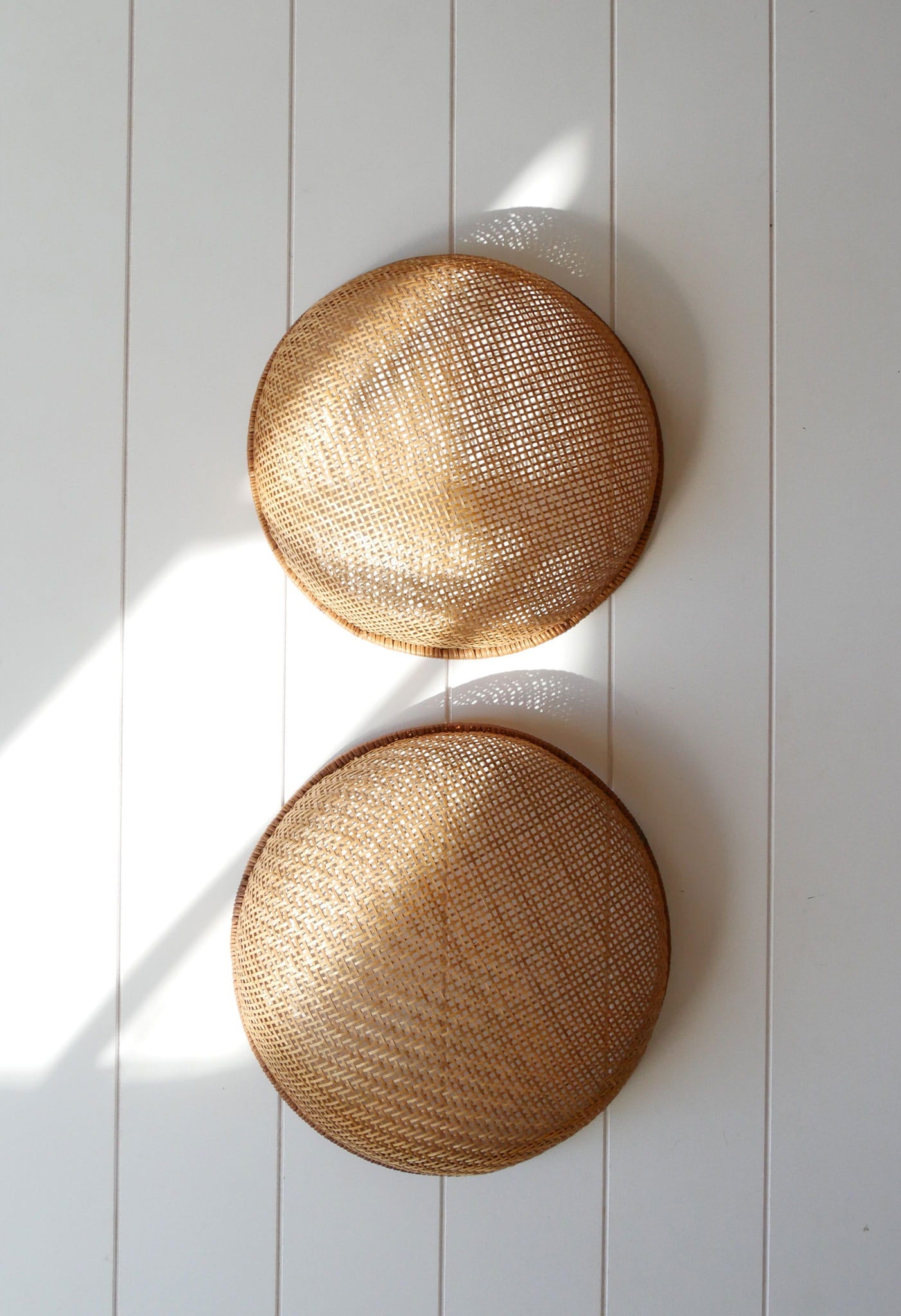 Pair of Vintage Woven Winnowing Baskets, Boho Basket Wall Decor, Screen Basket Decor, Vintage Screened Baskets, Vintage Boho Gallery Wall, Vintage Basket Wall, Vintage Gallery BAsket Wall, Vintage Wall Decor
