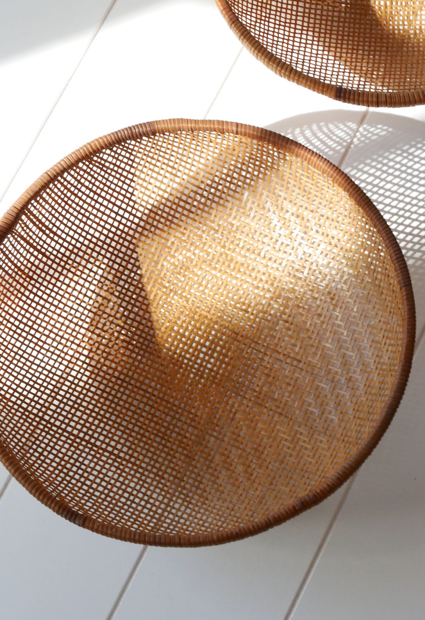 Pair of Vintage Woven Winnowing Baskets, Boho Basket Wall Decor, Screen Basket Decor, Vintage Screened Baskets, Vintage Boho Gallery Wall, Vintage Basket Wall, Vintage Gallery BAsket Wall, Vintage Wall Decor
