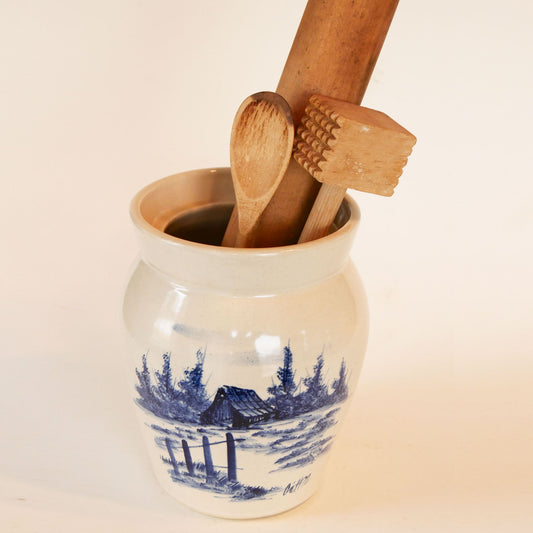 Vintage-Paul-Storie-Pottery-Crock, Farmhouse Crock, Farmhouse Vase, Vintage Farmhouse Kitchen, Vintage Kitchen Stoneware, Vintage Stoneware Vase, Primitive Kitchen, Vintage Cottage Decor