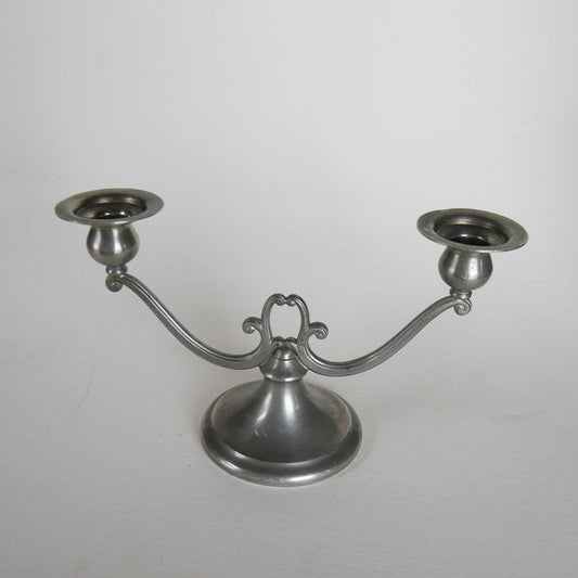 Vintage Pewter Double Candlestick Holder, Primitive Decor, Vintage Silver Candlestick Holder, Vintage Double Candlestick Holder, Vintage Pewter Candlestick Holder, Vintage Pewter Decor
