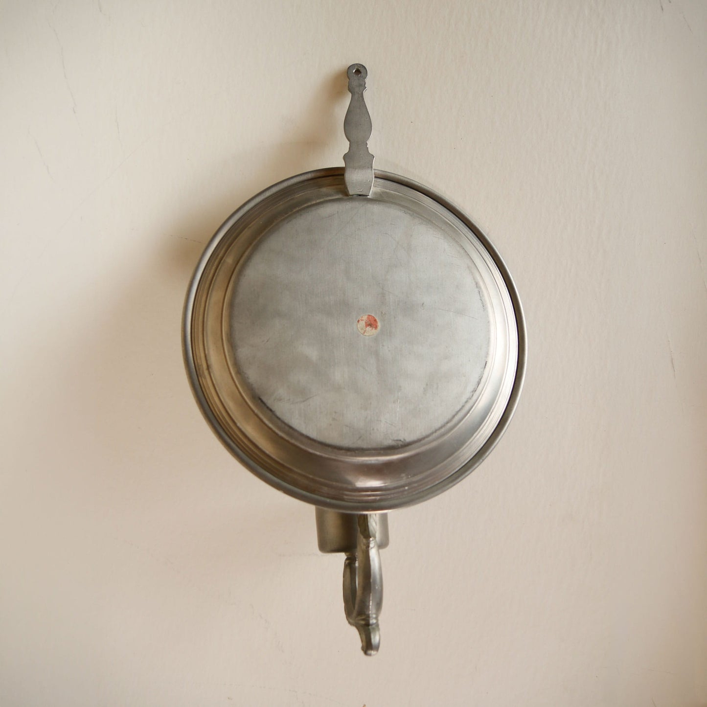 Vintage Pewter Wall Sconce Candle Holder with Backplate, Colonial Sconce, Farmhouse Sconce, Early American Sconce, Vintage Pewter Sconce