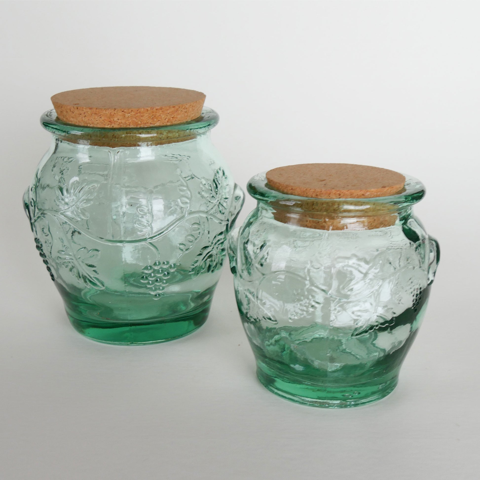 Vintage Pfaltzgraff Green Glass Canister Set, Pfaltzgraff Canisters, Viatage Pfaltzgraff Glass Canister Set, Vintage Kitchen Canisters