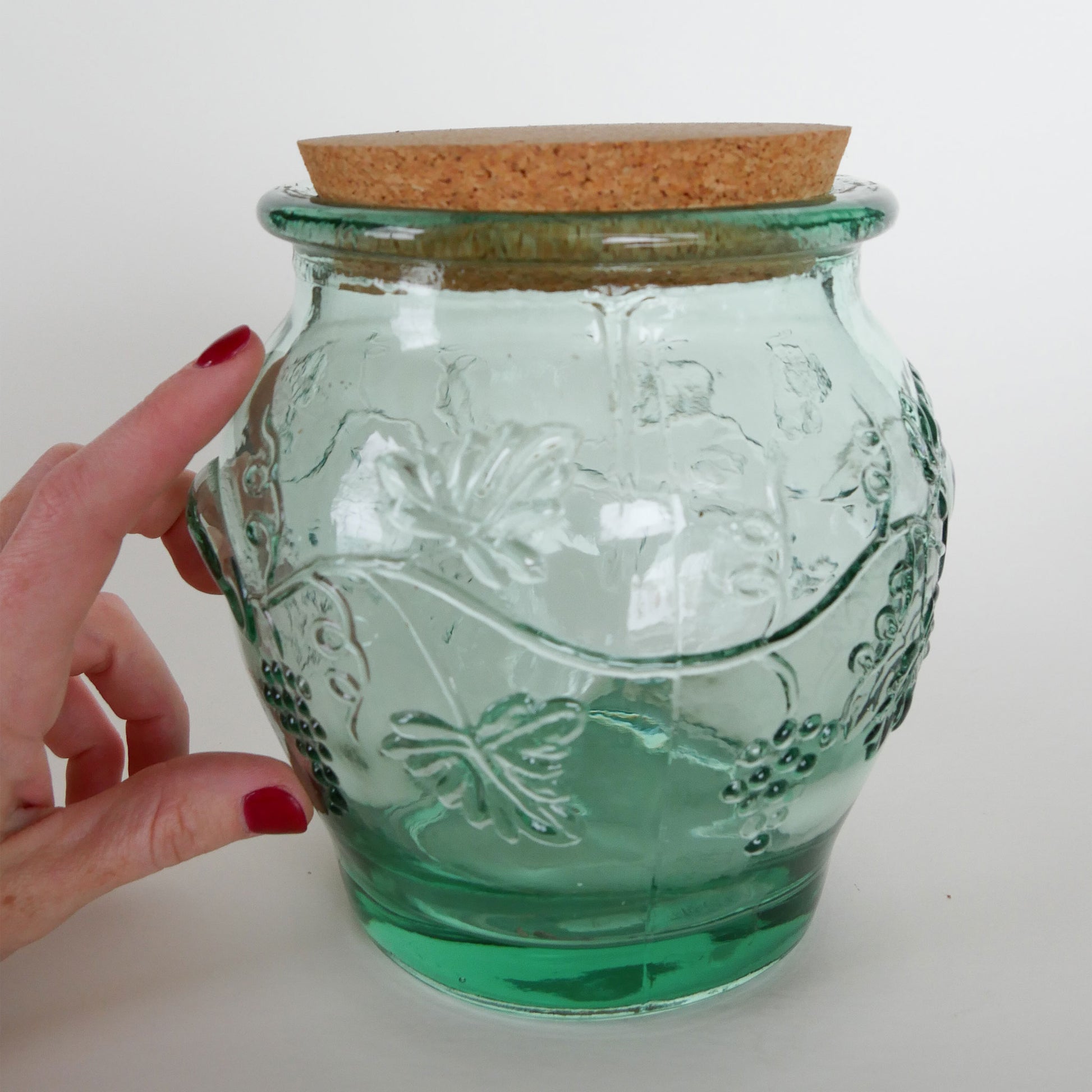 Vintage Pfaltzgraff Green Glass Canister Set, Pfaltzgraff Canisters, Viatage Pfaltzgraff Glass Canister Set, Vintage Kitchen Canisters