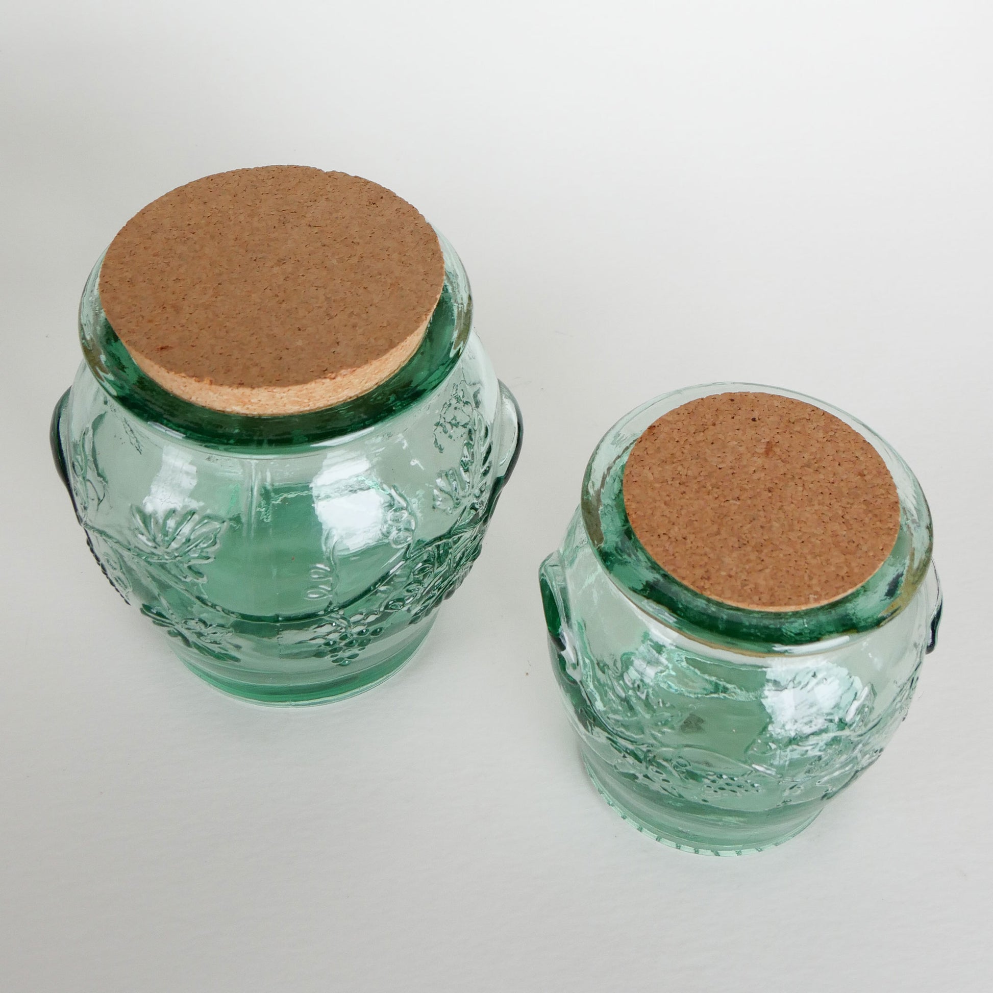 Vintage Pfaltzgraff Green Glass Canister Set, Pfaltzgraff Canisters, Viatage Pfaltzgraff Glass Canister Set, Vintage Kitchen Canisters