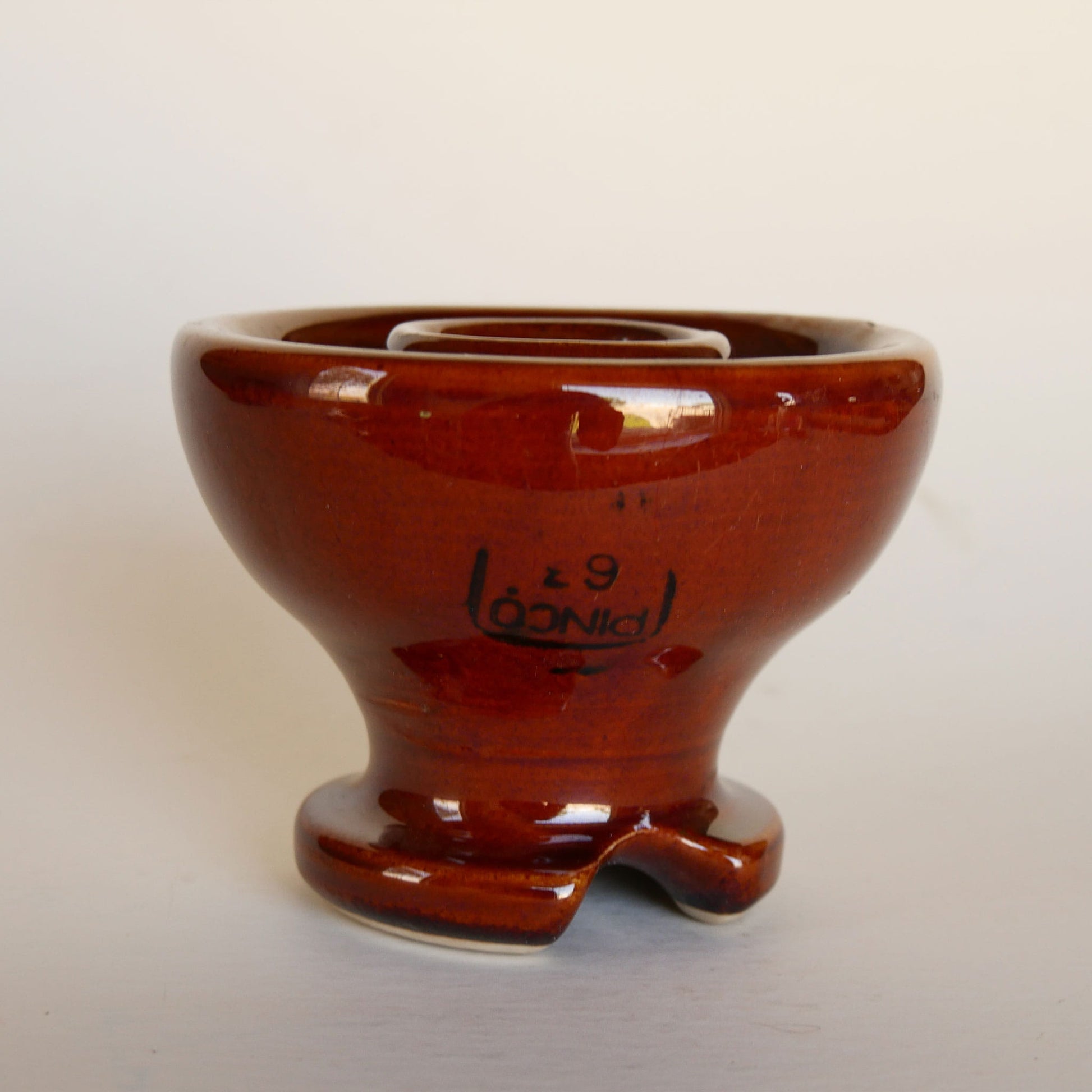 Vintage Pinco Brown Glazed Insulator, Candlestick Holder, Farmhouse Brown Stoneware, Vintage Brown Stoneware, Vintage Brown Stoneware Candlestick Holder, Primitive Brown Stoneware, Primitive Stoneware Candlestick Holder