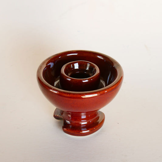 Vintage Pinco Brown Glazed Insulator, Candlestick Holder, Farmhouse Brown Stoneware, Vintage Brown Stoneware, Vintage Brown Stoneware Candlestick Holder, Primitive Brown Stoneware, Primitive Stoneware Candlestick Holder