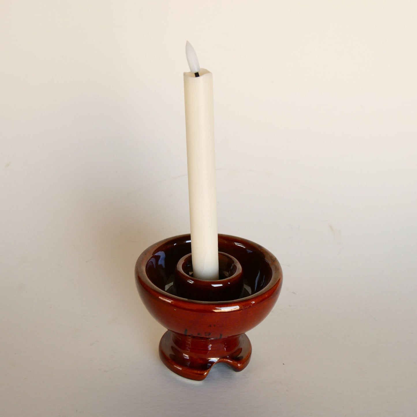 Vintage Pinco Brown Glazed Insulator, Candlestick Holder, Farmhouse Brown Stoneware, Vintage Brown Stoneware, Vintage Brown Stoneware Candlestick Holder, Primitive Brown Stoneware, Primitive Stoneware Candlestick Holder