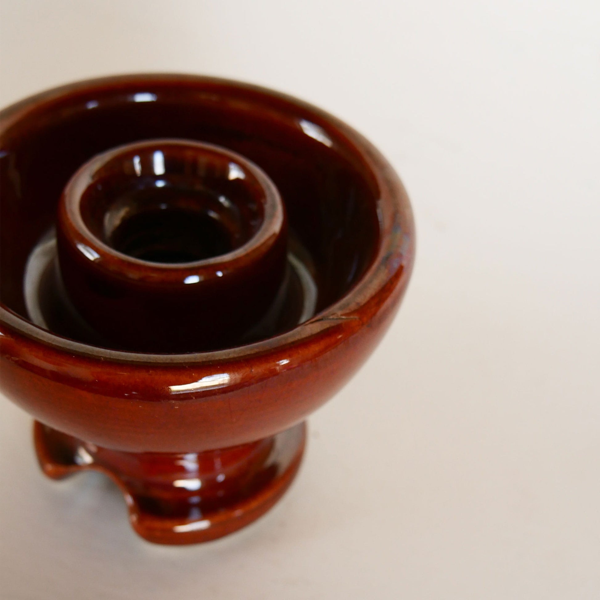 Vintage Pinco Brown Glazed Insulator, Candlestick Holder, Farmhouse Brown Stoneware, Vintage Brown Stoneware, Vintage Brown Stoneware Candlestick Holder, Primitive Brown Stoneware, Primitive Stoneware Candlestick Holder