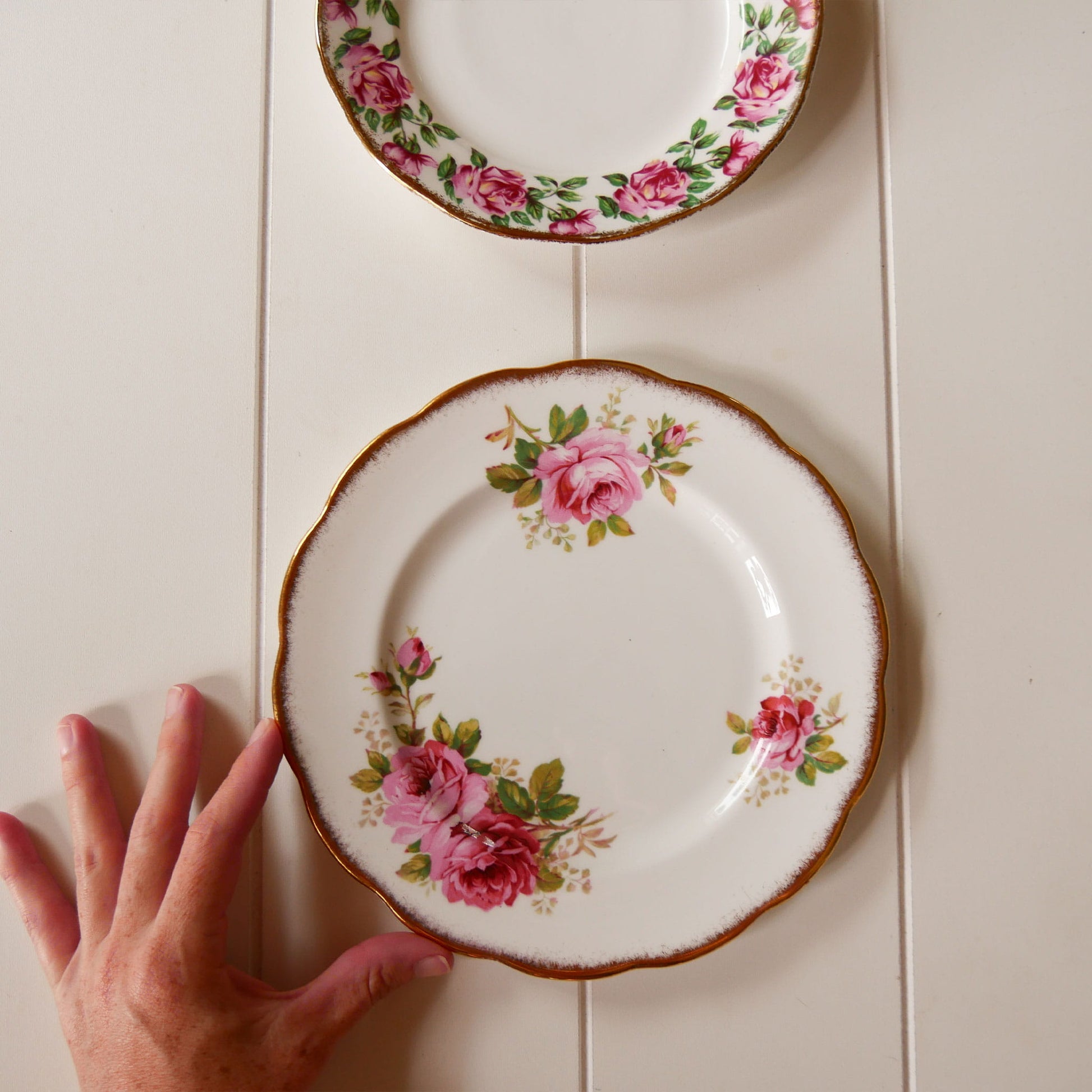 Vintage Pink Rose Floral Plate Wall Collection, Pink Rose Plates, VIntage Pink Rose Plates, VIntage Floral Plates, VIntage Floral Plate Wall, Vintage Gallery Plate Wall
