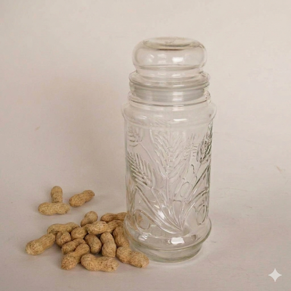 1982 Planters Peanut Wheat Glass Jar by Anchor Hocking, Vintage Peanuts Jar, Vintage Glass Jar with Lid, Vintage Nuts Jar, Vintage Peanuts Wheat Jar, Vintage Wheat Etched Glass Jar and Lid