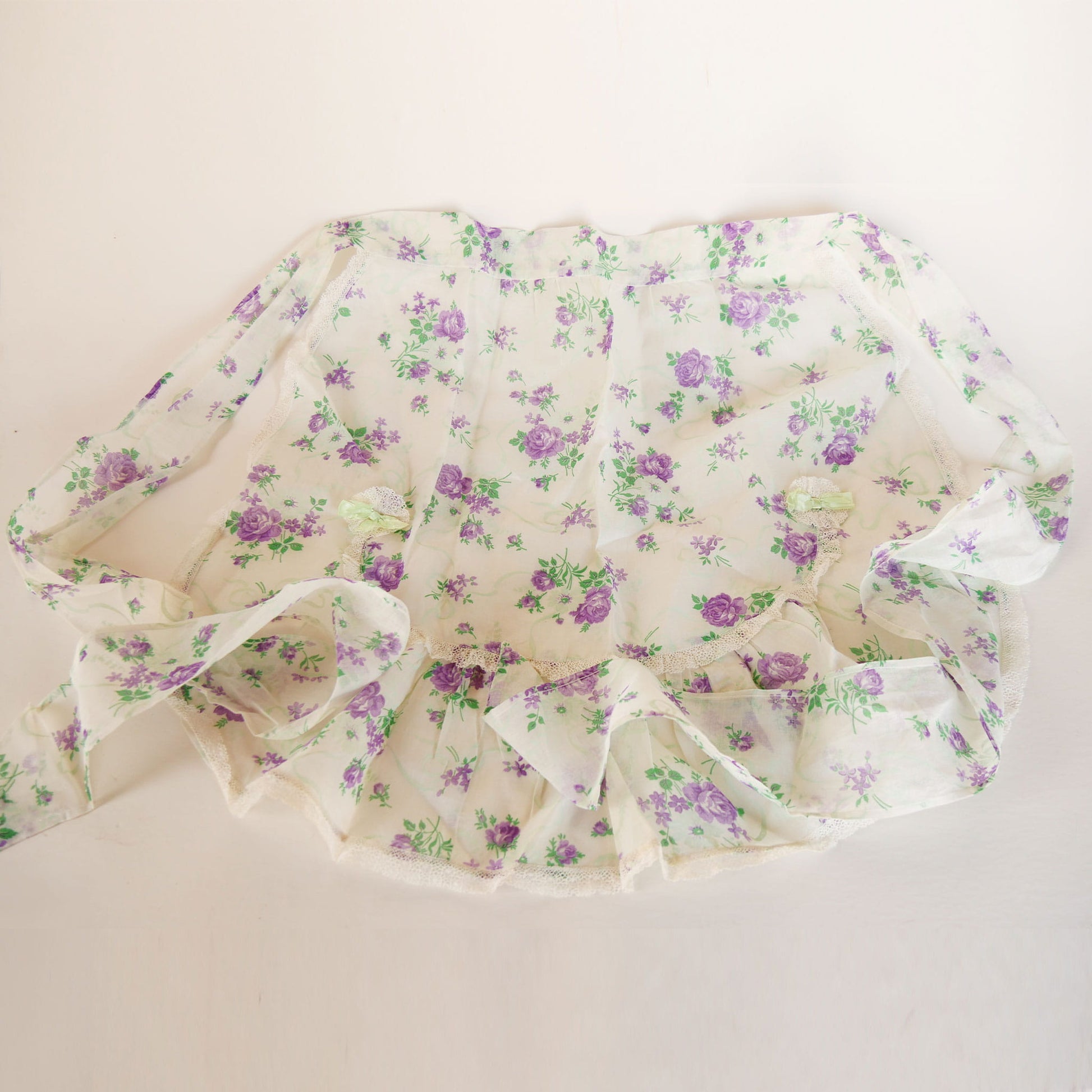 Vintage Cotton Purple Floral Apron, Vintage Floral Apron, Antique Floral Apron, Vintage Country Apron, Vintage Floral Waist Apron, Tie Around Floral Apron, Vintage Purple Floral Cotton Apron, Vintage Kitchen Decor