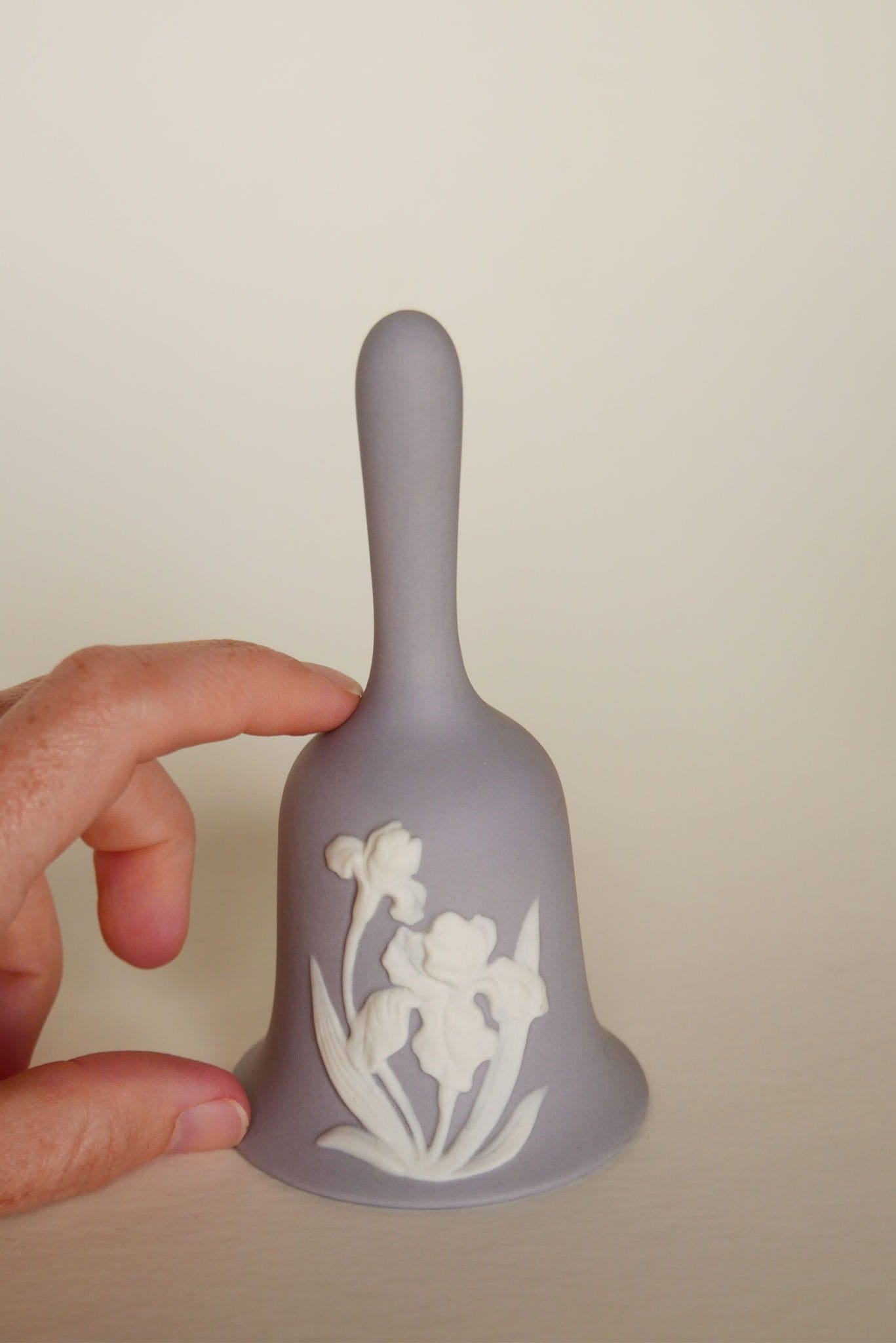 Vintage Lavender Jasperware Bell, Purple Porcelian Bell, Vintage Glass Purple Bell, Vintage Bells, Vintage Floral Bells