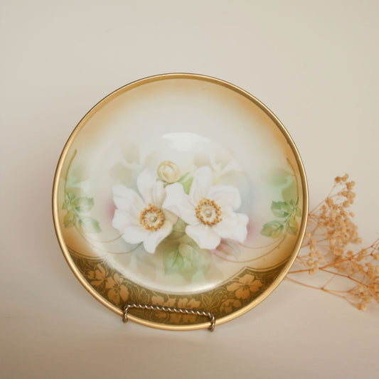Vintage Hand Painted White Floral RS Germany 8in Plate Vintage Plate Wall Vintage Floral Plate Gallery Wall