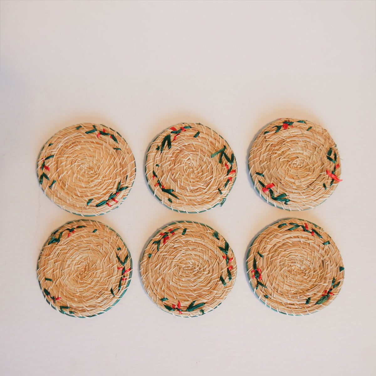 Vintage Raffia Floral Coasters, Vintage Tropical Decor, Vintage Wicker Coasters, Tropical Wicker Coasters