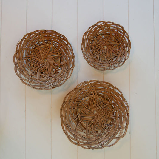 Set of Rattan Wicker Baskets, Vintage Basket Wall Collection, Vintage Basket Wall Decor, Cottagecore Basket Wall, Cottage Basket Wall, Farmhouse Basket Wall, Boho Basket Wall