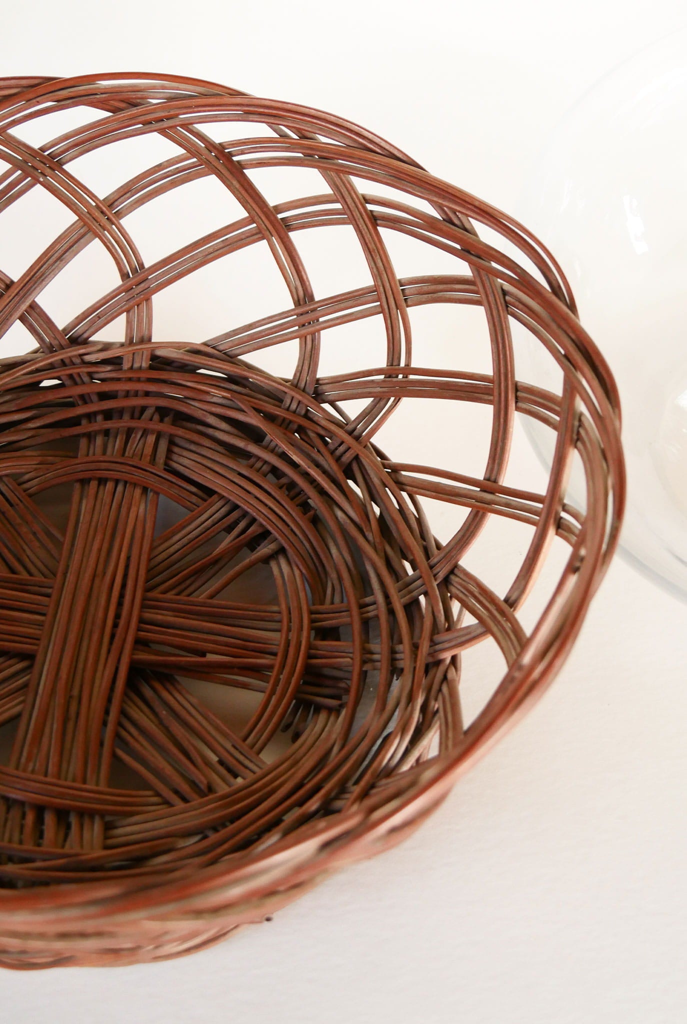 Vintage Glass Onion Vase with Rattan Wicker Holder, Primitive Wicker and Vase Set, VIntage Wicker and Vase, VIntage Demijohn, VIntage Wicker Vase, VIntage Basket and Glass Vase, VIntage Farmhouse Kitchen, Vintage Farmhouse Dining