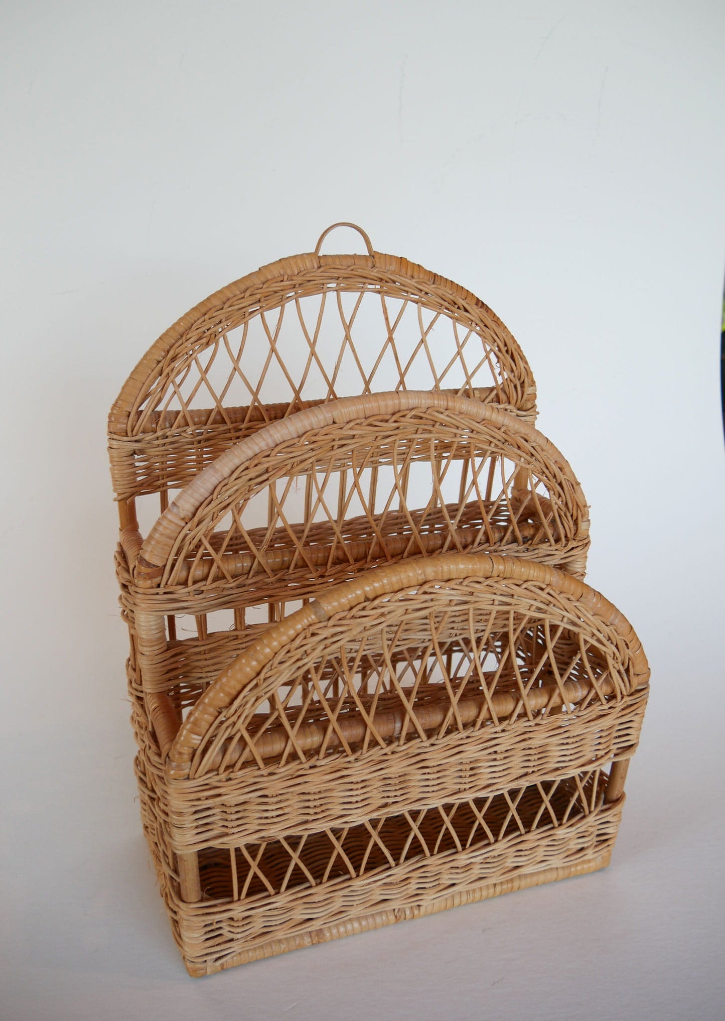 Vintage Basket Organizer, Rattan Wicker Desk Organizer, Vintage Wicker Baskets, Vintage Basket Decor