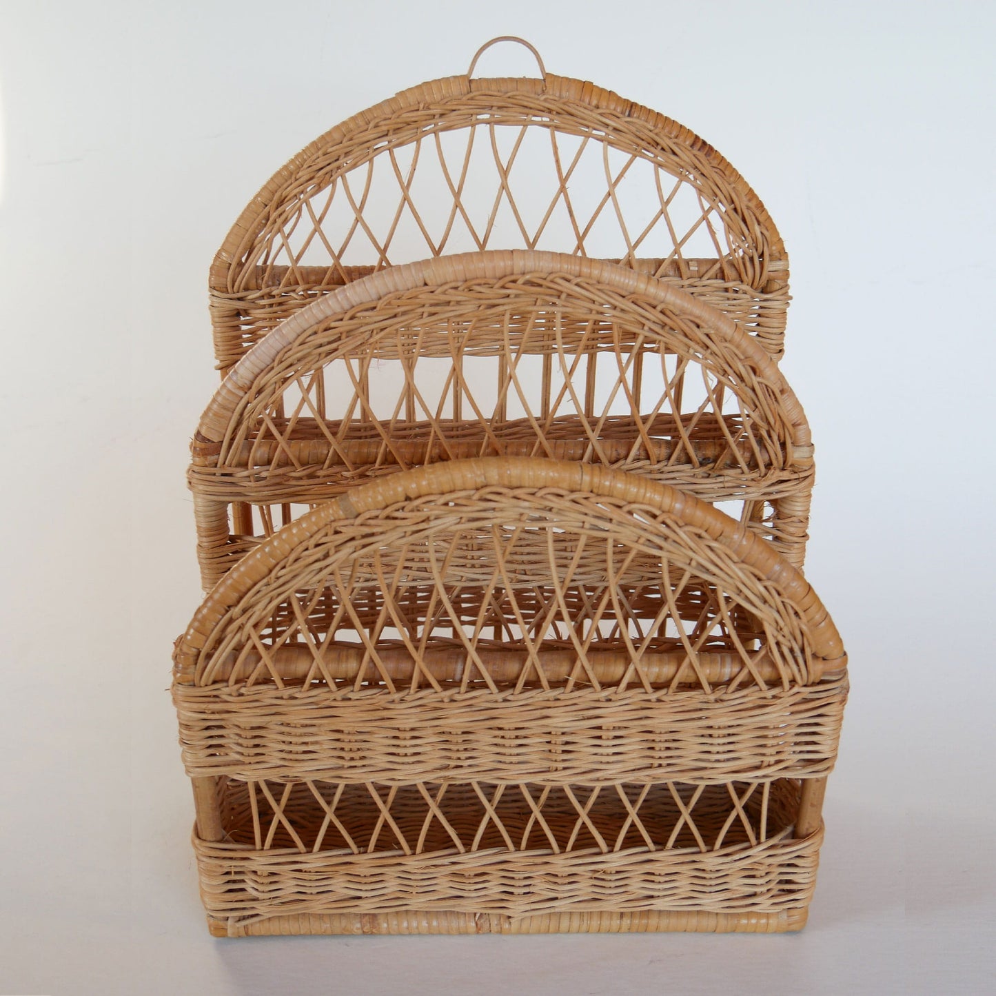 Vintage Basket Organizer, Rattan Wicker Desk Organizer, Vintage Wicker Baskets, Vintage Basket Decor