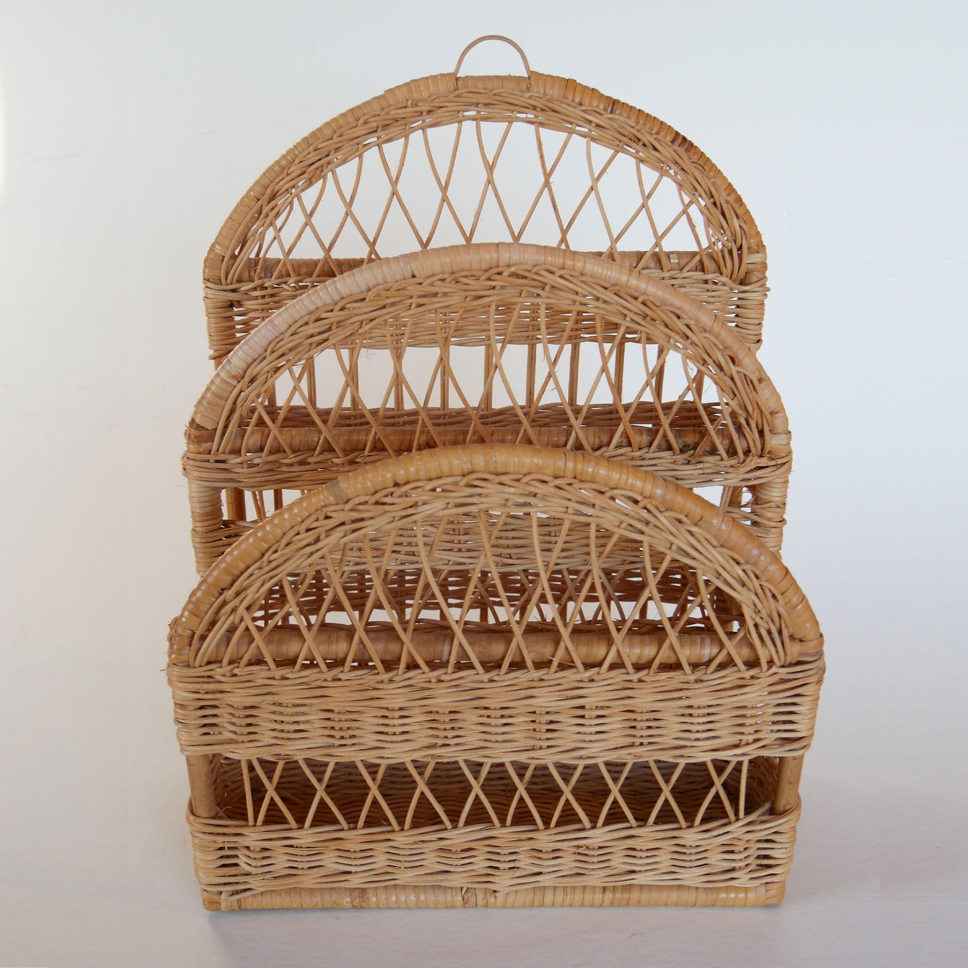 Vintage Basket Organizer, Rattan Wicker Desk Organizer, Vintage Wicker Baskets, Vintage Basket Decor