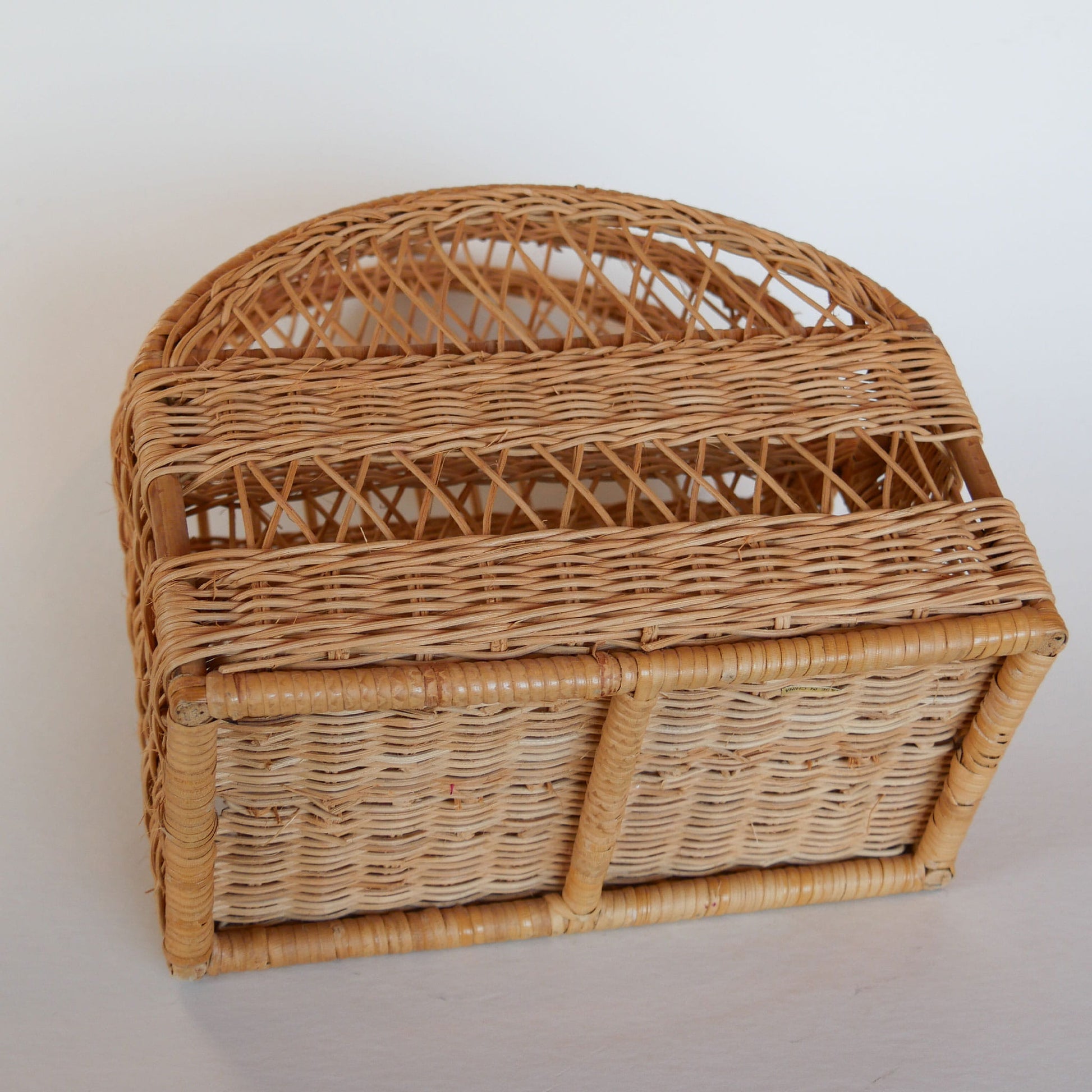 Vintage Basket Organizer, Rattan Wicker Desk Organizer, Vintage Wicker Baskets, Vintage Basket Decor
