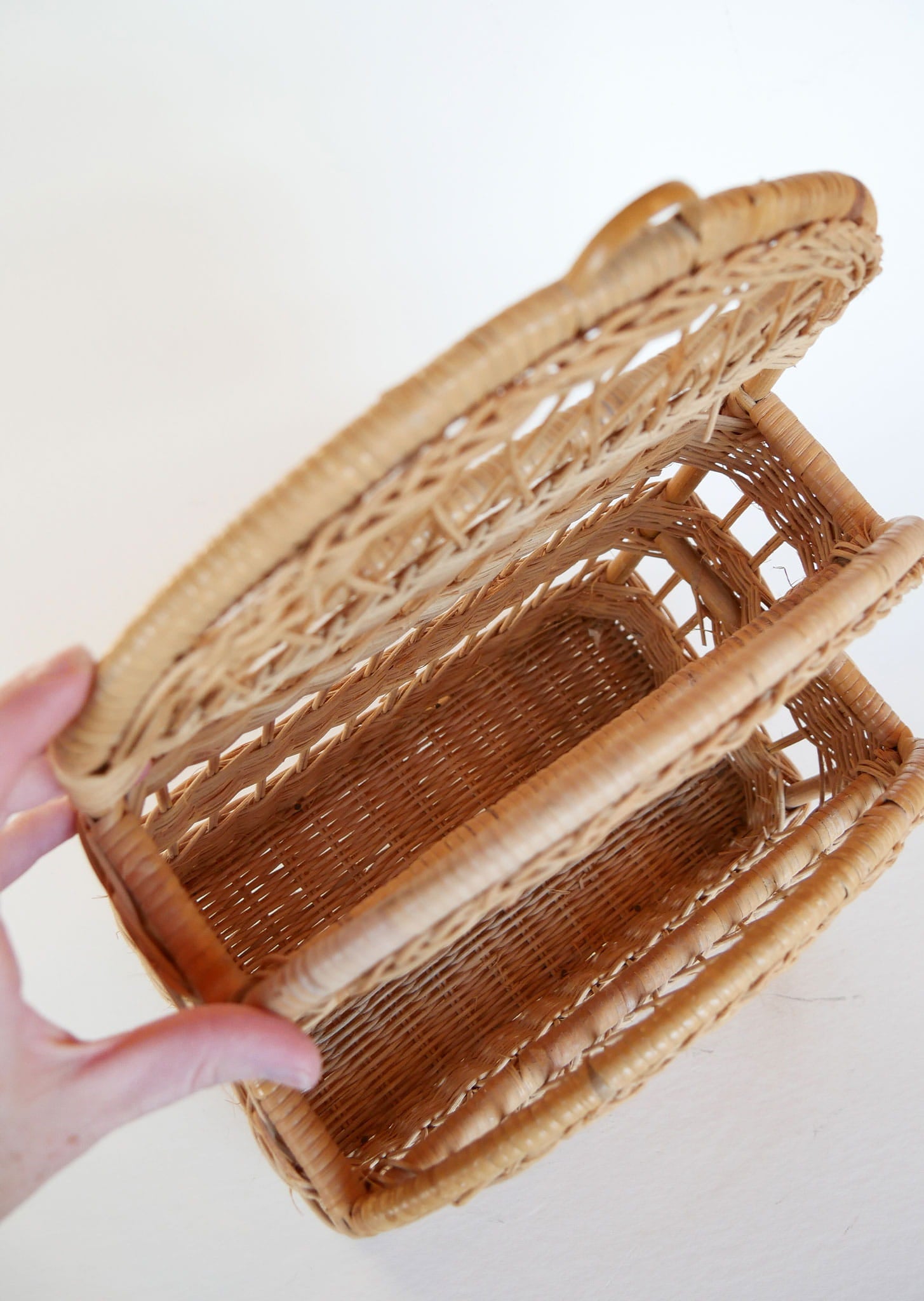 Vintage Basket Organizer, Rattan Wicker Desk Organizer, Vintage Wicker Baskets, Vintage Basket Decor