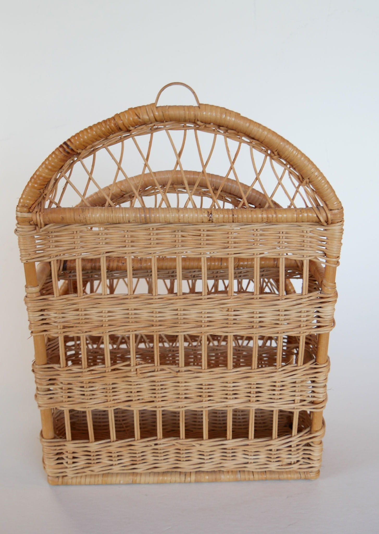 Vintage Basket Organizer, Rattan Wicker Desk Organizer, Vintage Wicker Baskets, Vintage Basket Decor