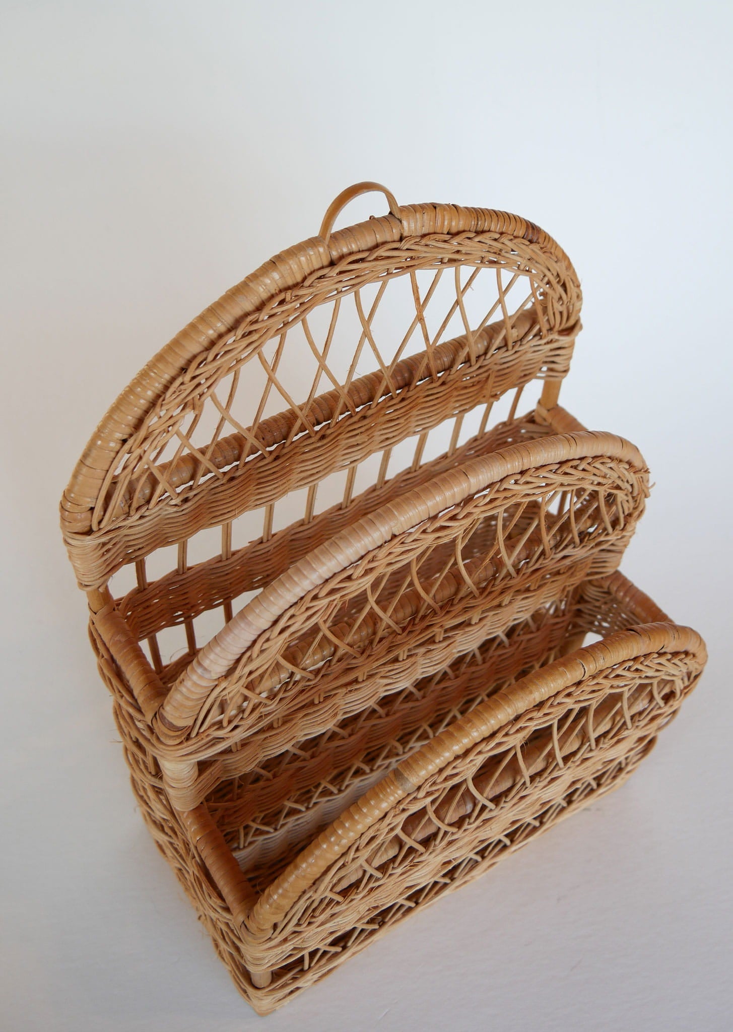 Vintage Basket Organizer, Rattan Wicker Desk Organizer, Vintage Wicker Baskets, Vintage Basket Decor