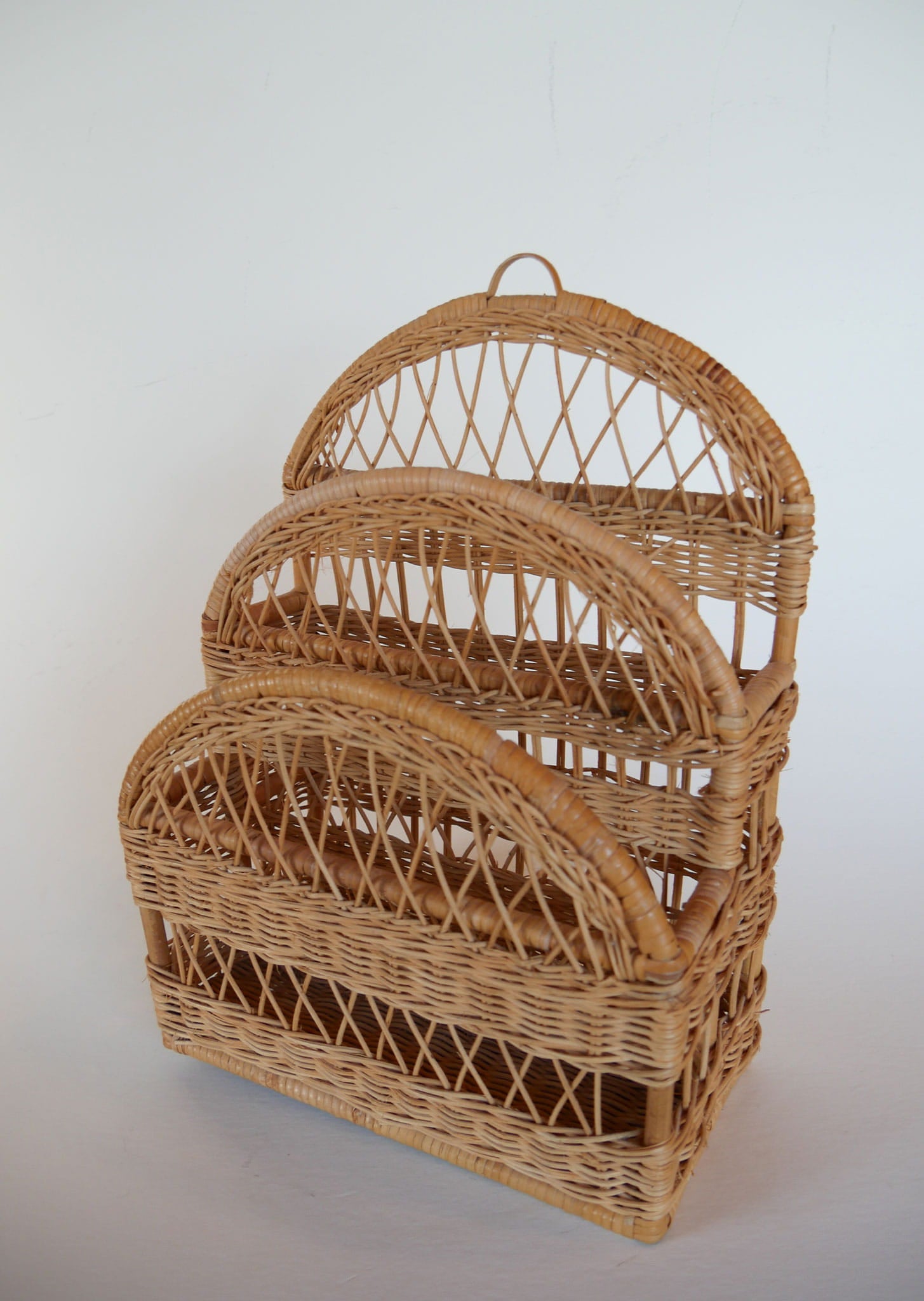 Vintage Basket Organizer, Rattan Wicker Desk Organizer, Vintage Wicker Baskets, Vintage Basket Decor