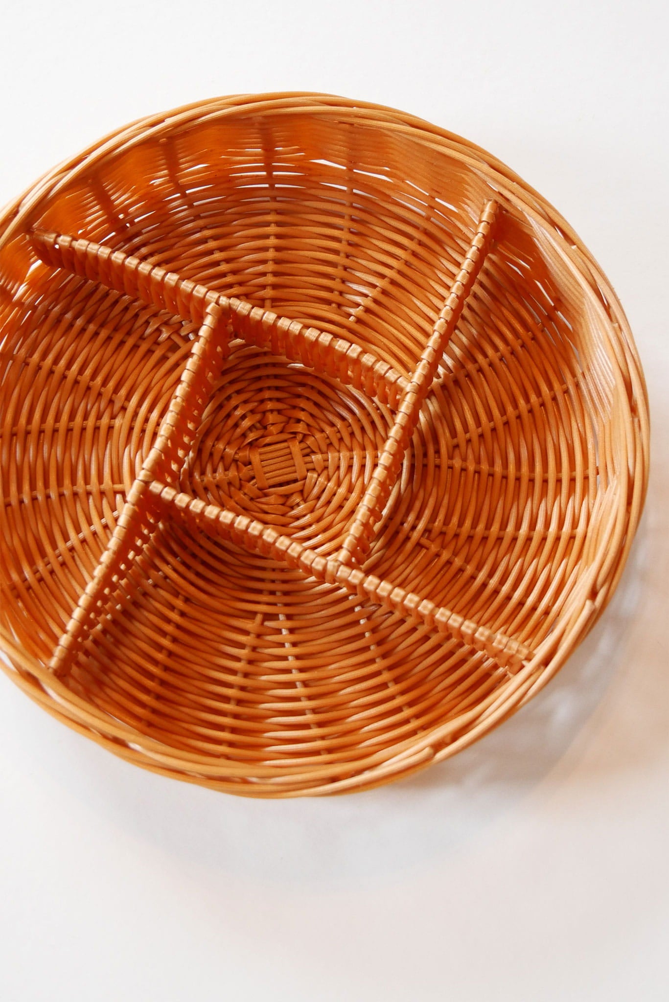 Vintage Rattan Wicker Round Compartment Basket Tray, Vintage Basket Tray, Vintage Wicker Compartment Tray, Vintage Wicker Tray, Vintage Rattan Round Tray, Vintage Boho Wicker