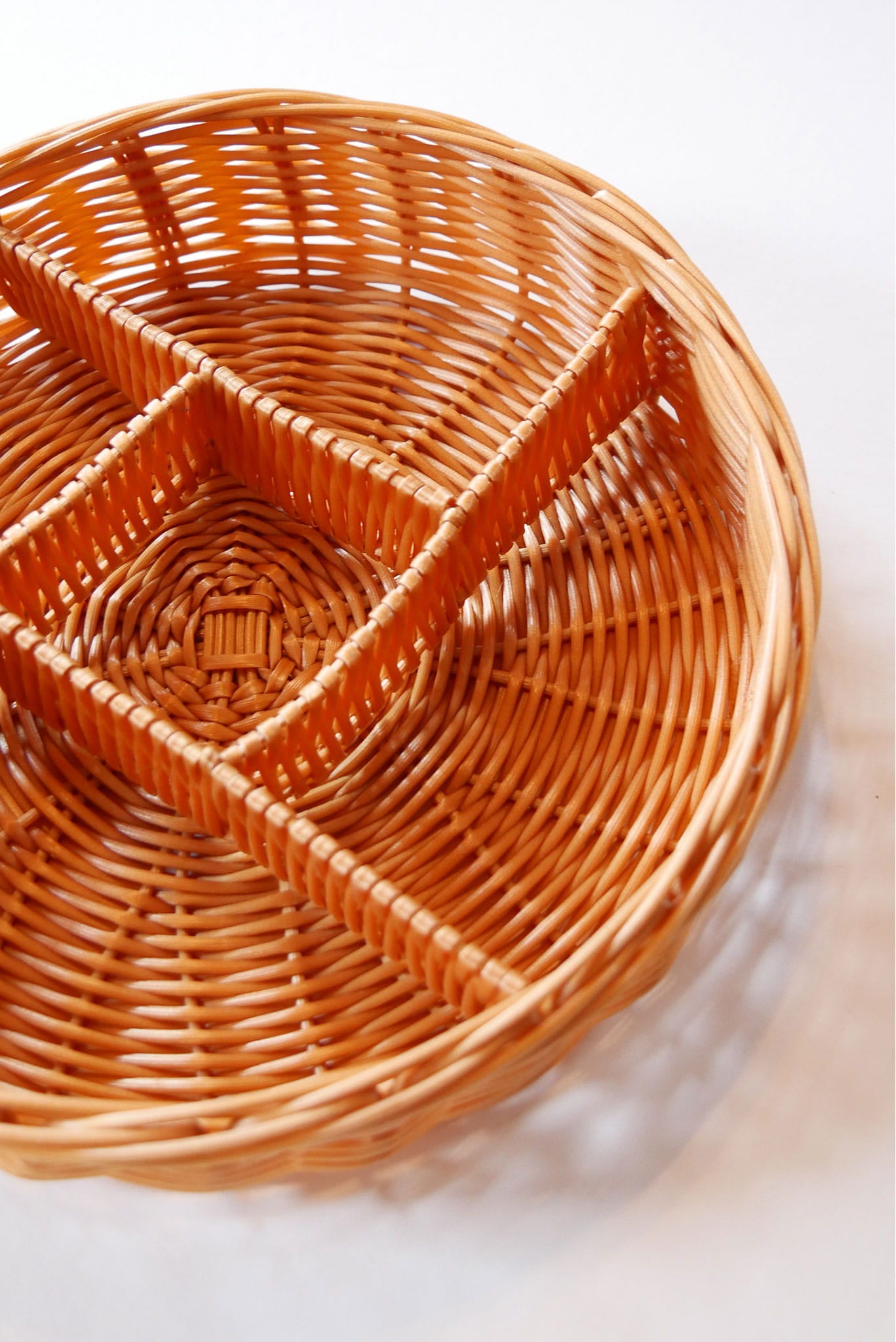 Vintage Rattan Wicker Round Compartment Basket Tray, Vintage Basket Tray, Vintage Wicker Compartment Tray, Vintage Wicker Tray, Vintage Rattan Round Tray, Vintage Boho Wicker