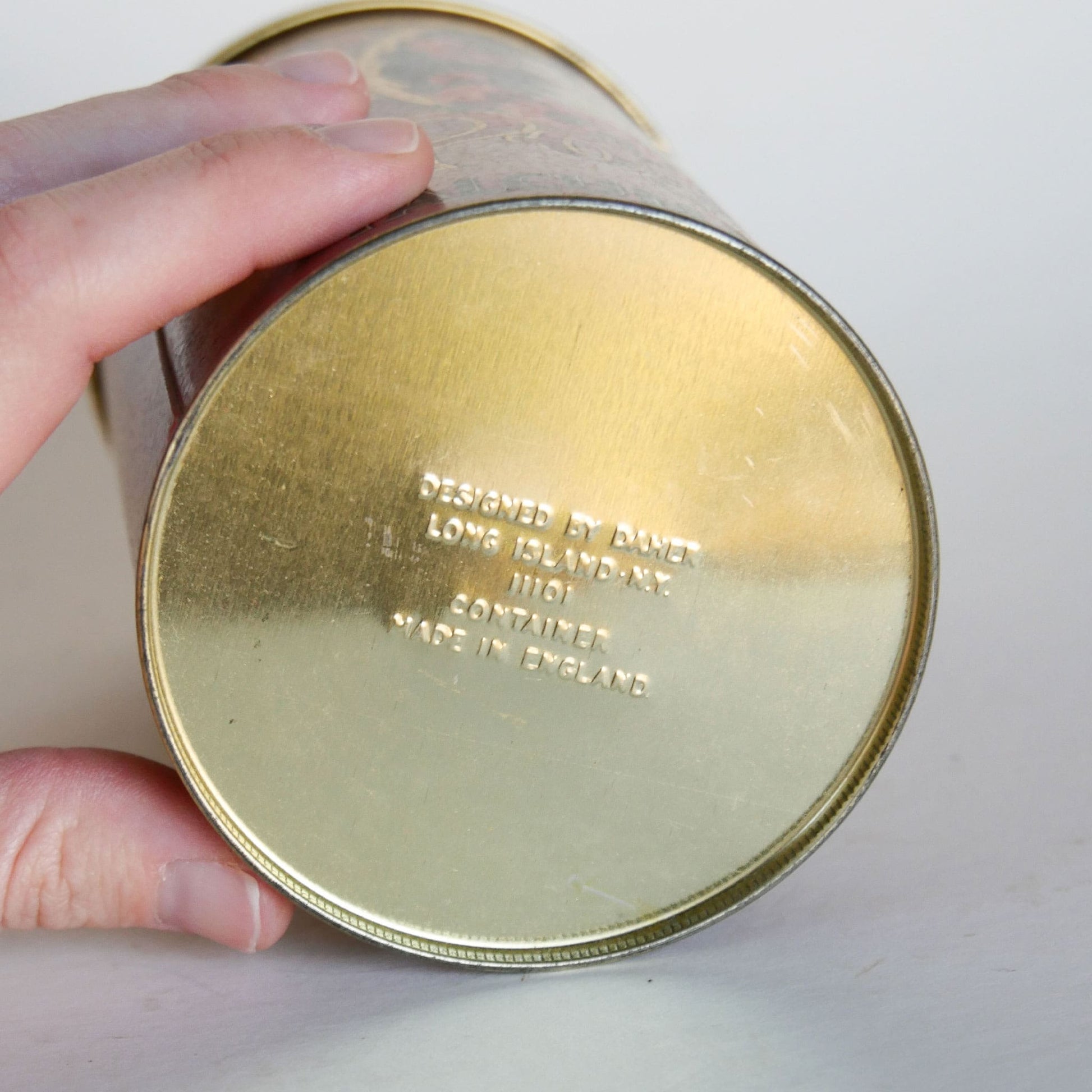 Vintage Poppy Floral Round Talcum Powder Tin Container, Made in England, Vintage Poppy Talcom Powder Container