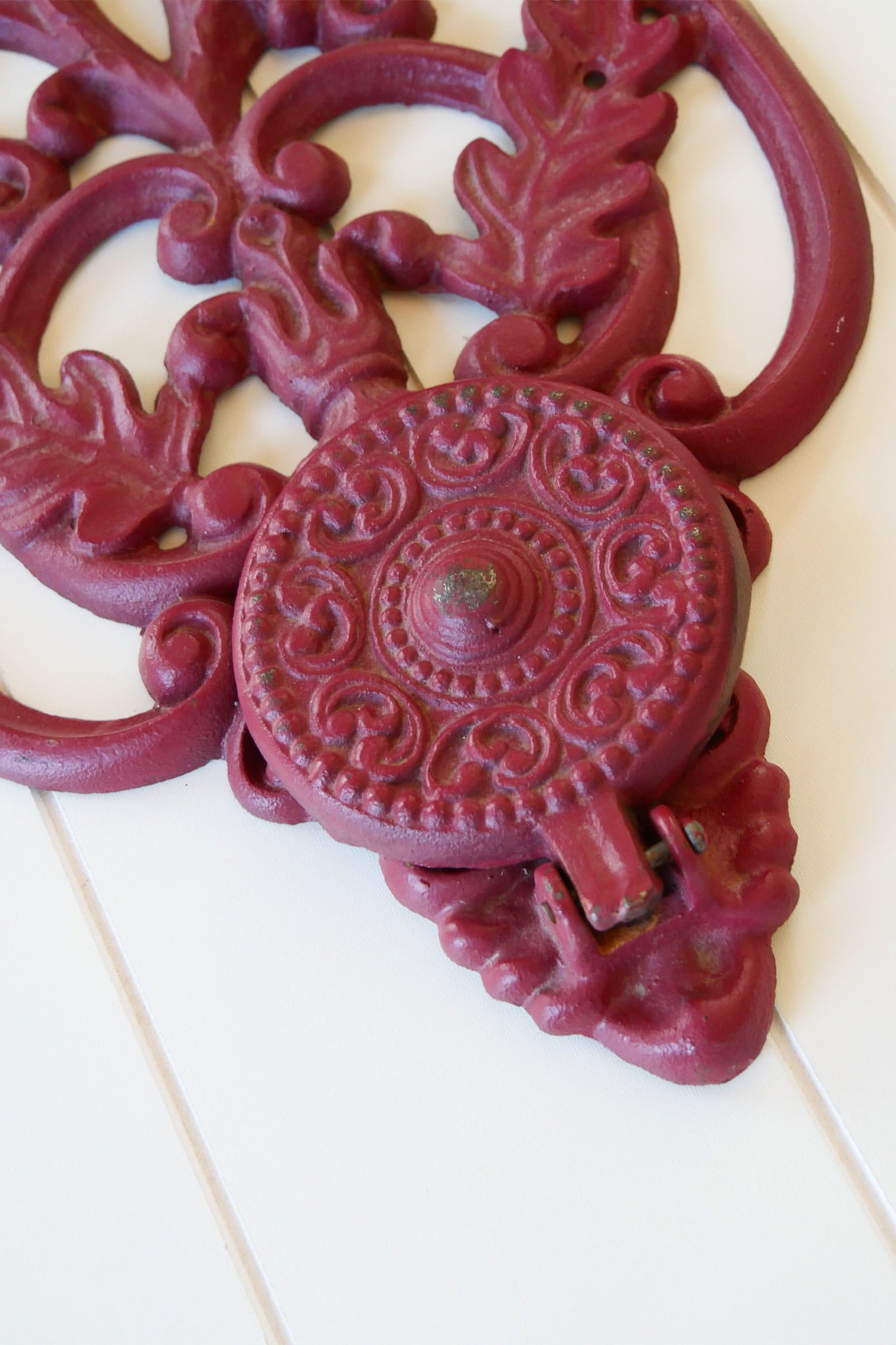 Red Wrought Iron Candle Holder, Vintage WRought Iron Wall Mounted Candle Holders, Vintage Red Iron Wall Display