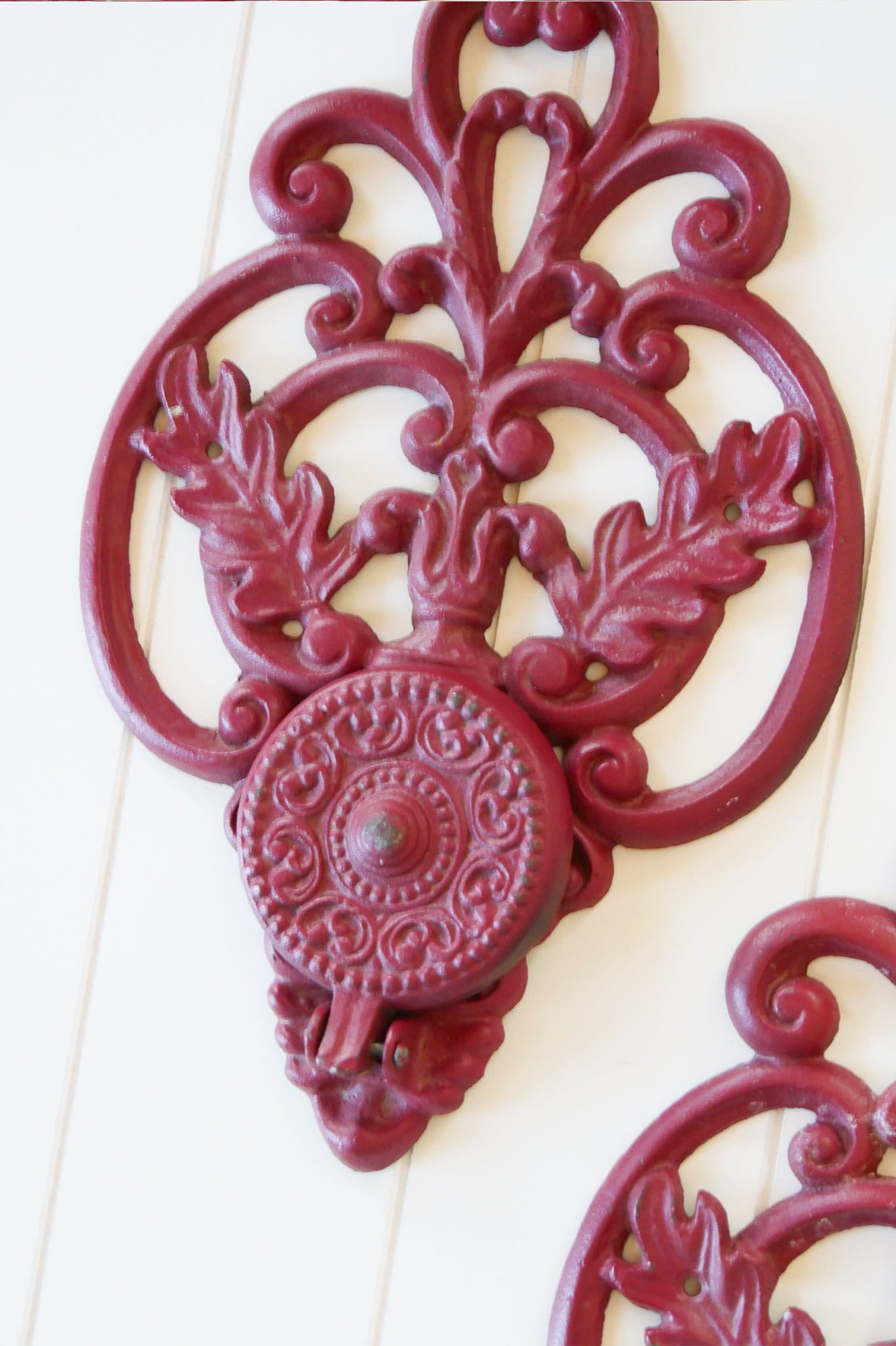 Red Wrought Iron Candle Holder, Vintage WRought Iron Wall Mounted Candle Holders, Vintage Red Iron Wall Display