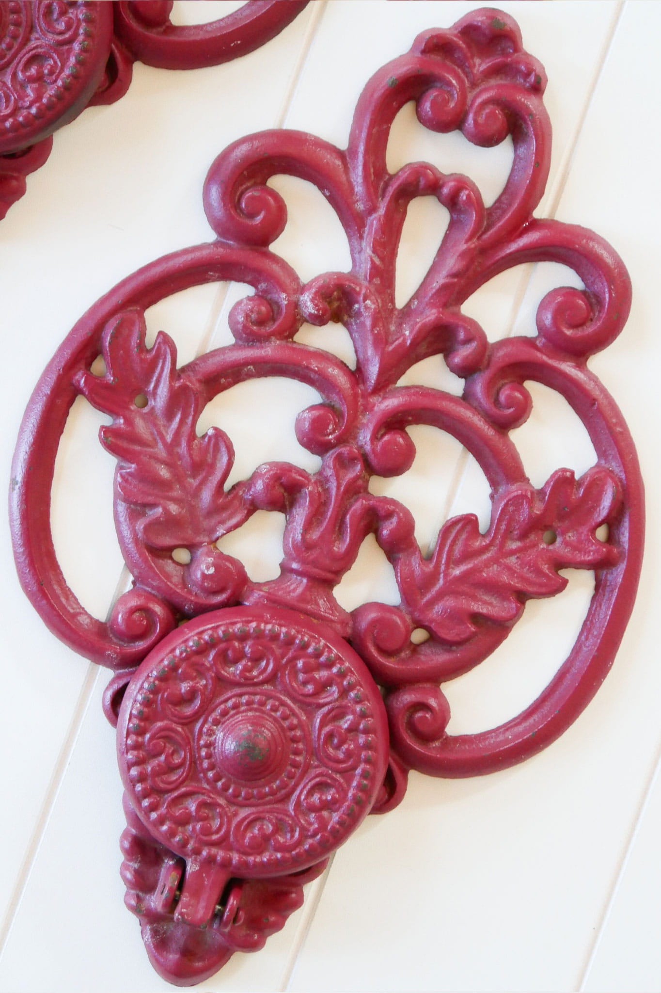 Red Wrought Iron Candle Holder, Vintage WRought Iron Wall Mounted Candle Holders, Vintage Red Iron Wall Display