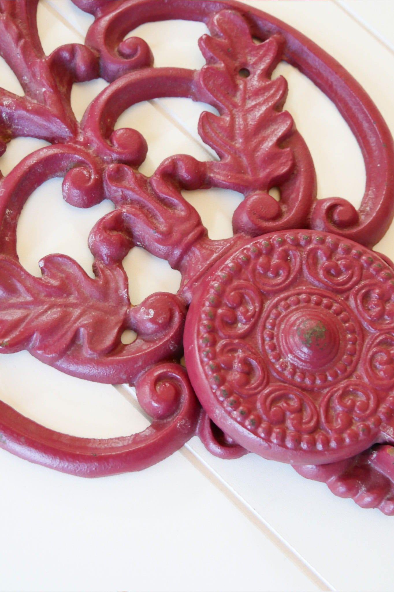 Red Wrought Iron Candle Holder, Vintage WRought Iron Wall Mounted Candle Holders, Vintage Red Iron Wall Display